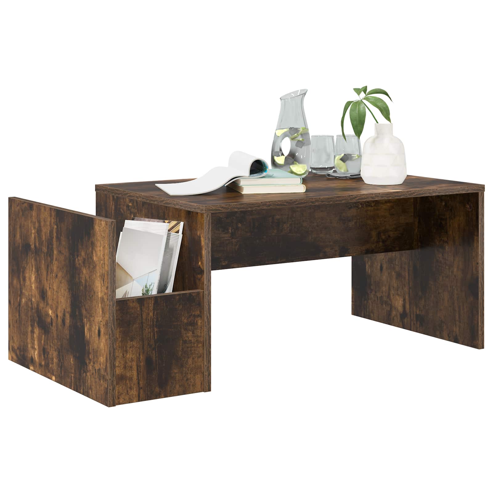 Salontafel Gerookt eiken 90 x 45 x 35 cm Bewerkt hout is nu te koop bij PeponiXL, paradijselijk wonen!