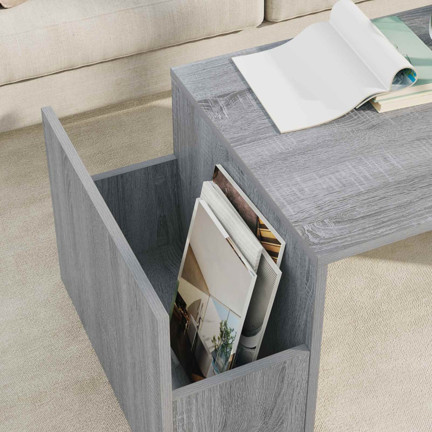Salontafel Grijs Sonoma 90 x 45 x 35 cm Bewerkt hout is nu te koop bij PeponiXL, paradijselijk wonen!