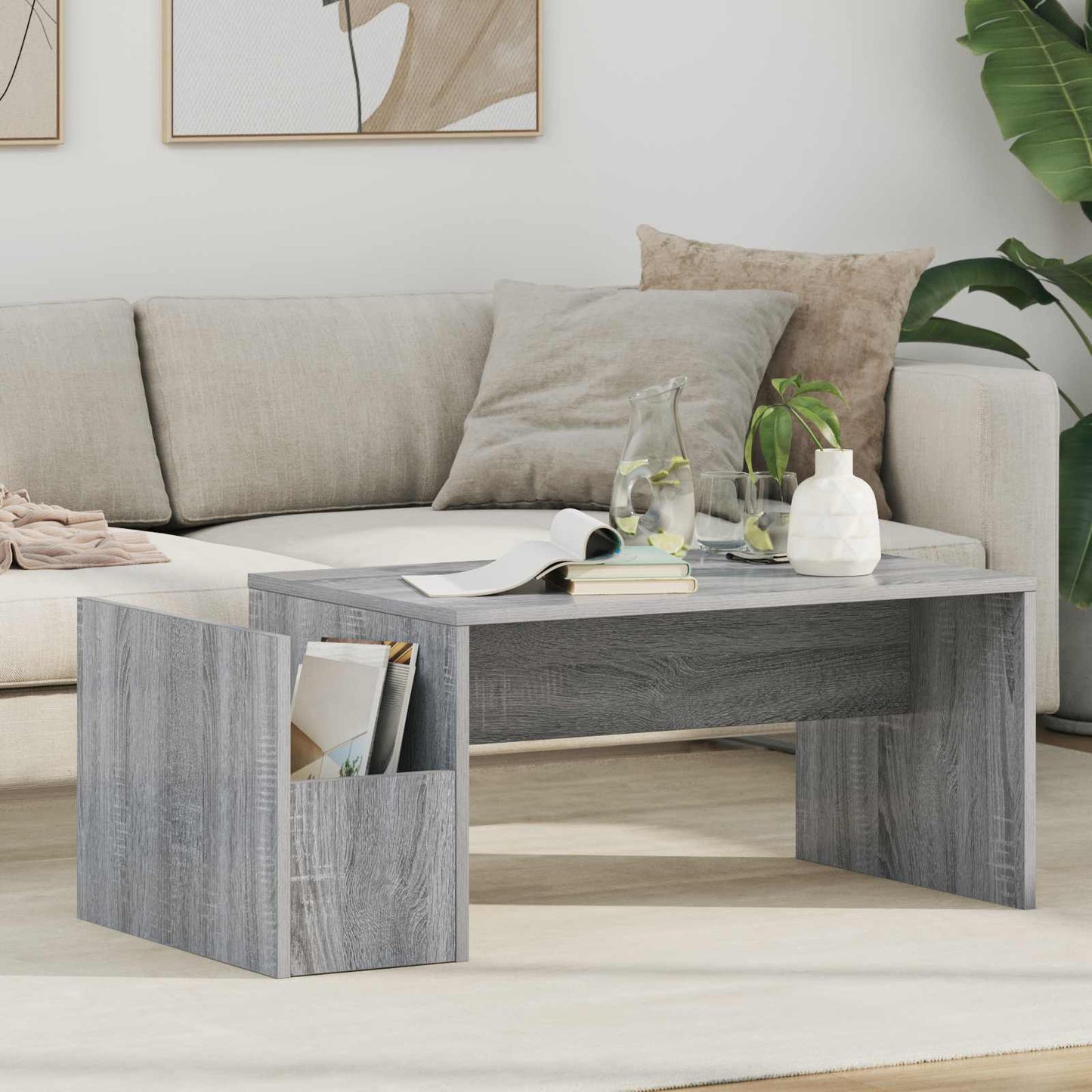 Salontafel Grijs Sonoma 90 x 45 x 35 cm Bewerkt hout is nu te koop bij PeponiXL, paradijselijk wonen!