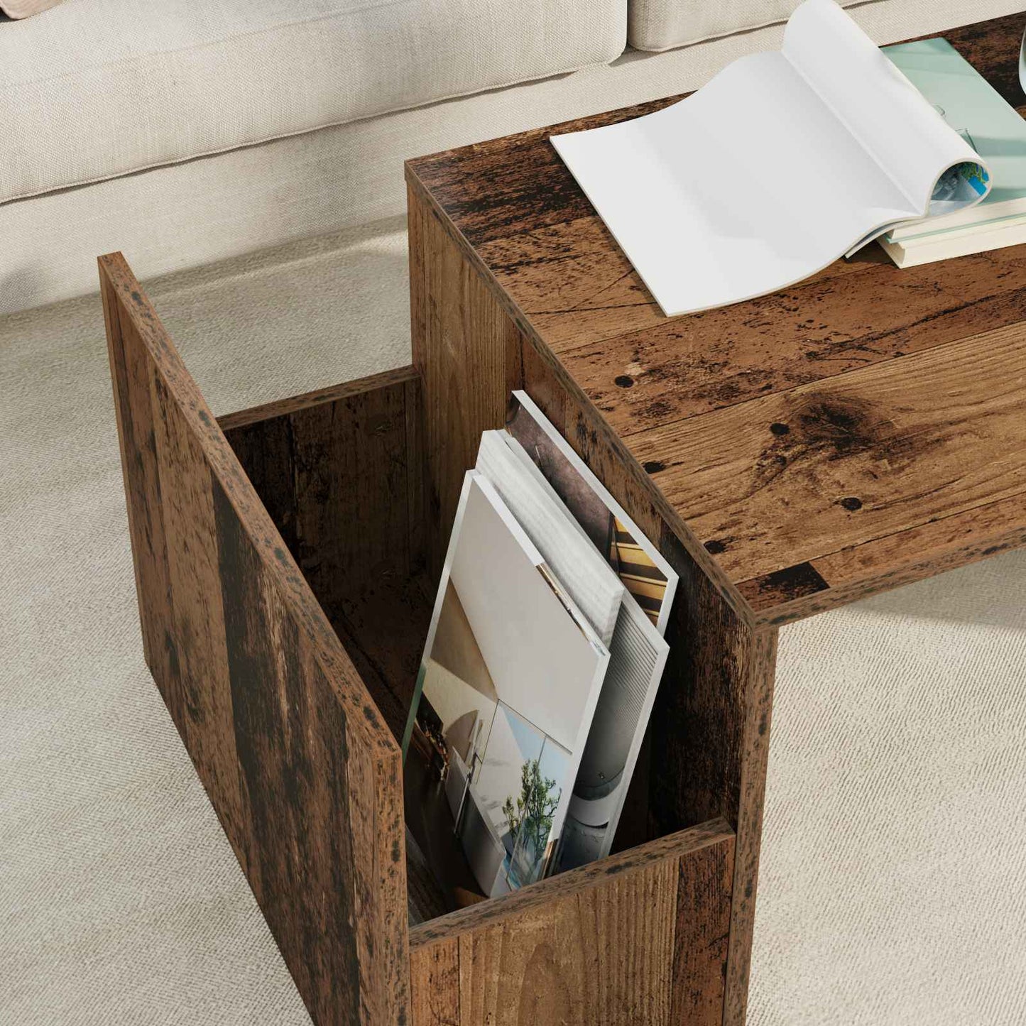 Salontafel Oudhout 90 x 45 x 35 cm Bewerkt hout is nu te koop bij PeponiXL, paradijselijk wonen!