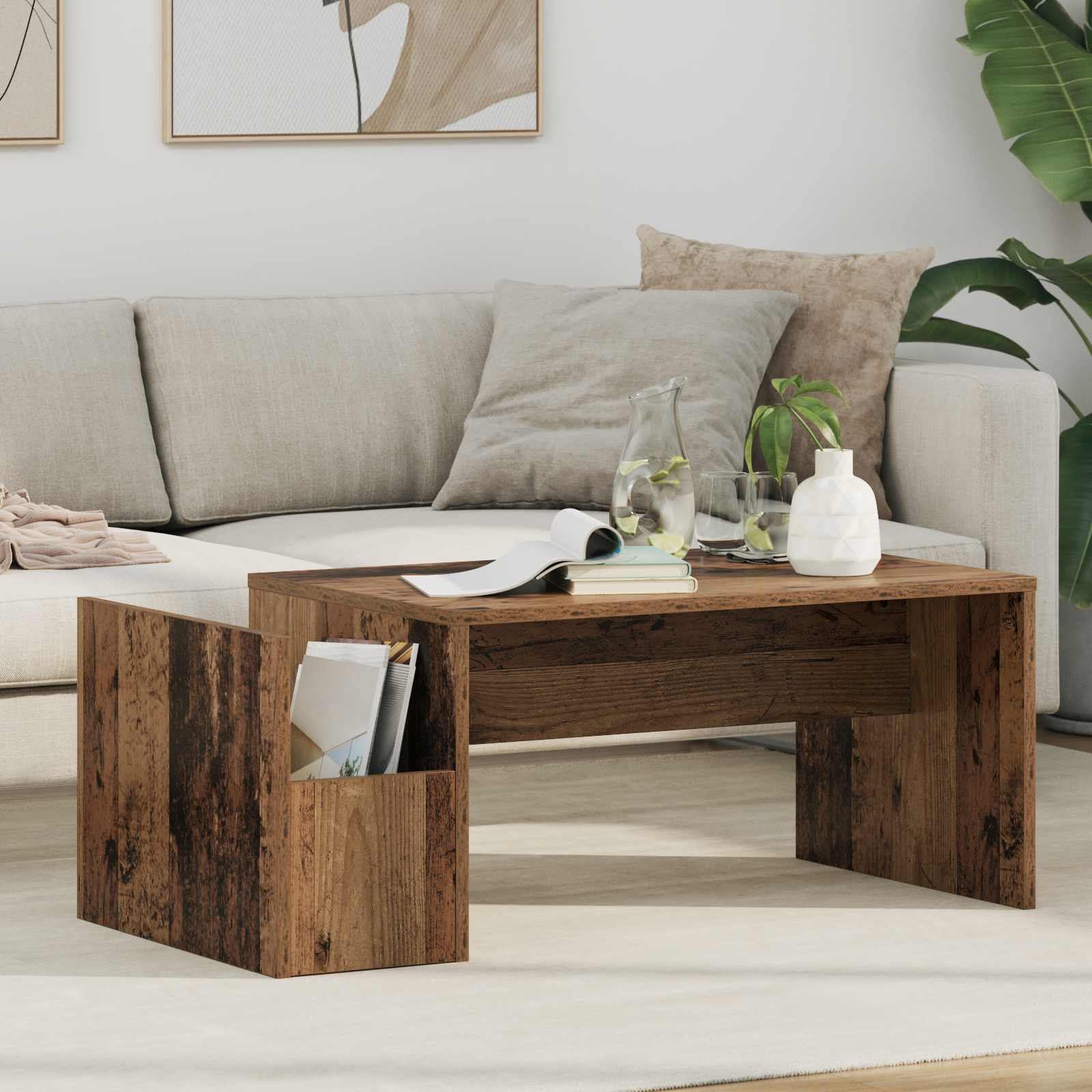 Salontafel Oudhout 90 x 45 x 35 cm Bewerkt hout is nu te koop bij PeponiXL, paradijselijk wonen!