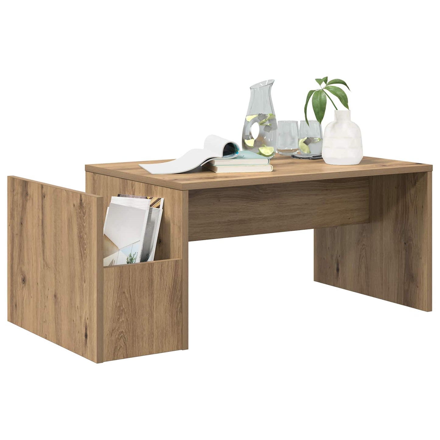Salontafel Artisan Eiken 90 x 45 x 35 cm Bewerkt hout is nu te koop bij PeponiXL, paradijselijk wonen!