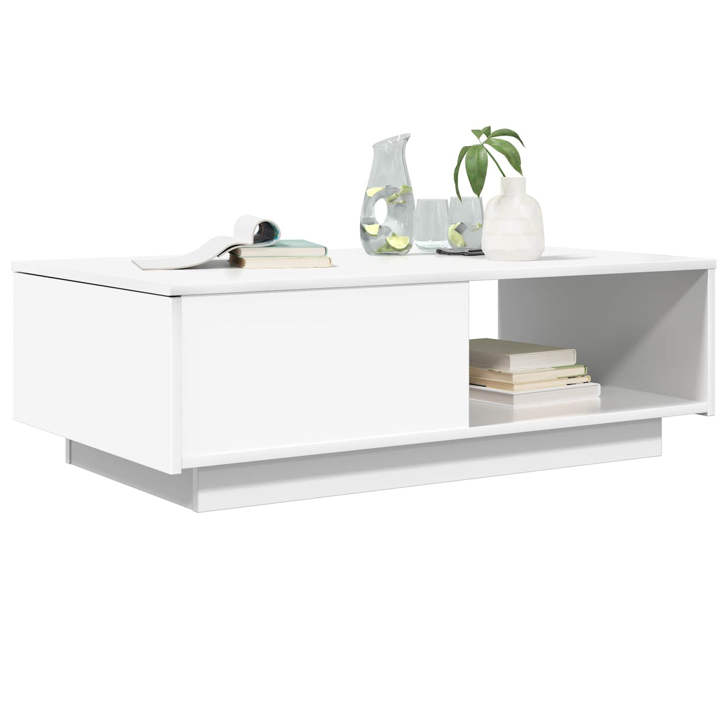 Salontafel met lade met opslag Wit 95 x 55 x 31 cm Bewerkt hout is nu te koop bij PeponiXL, paradijselijk wonen!