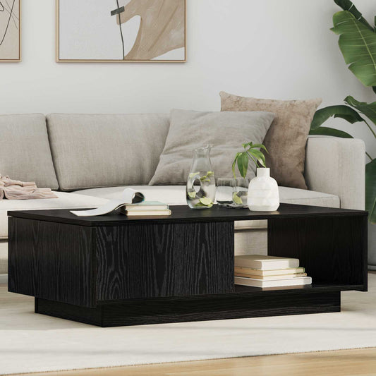 Salontafel met lade Zwart Eiken 95 x 55 x 31 cm Bewerkt hout is nu te koop bij PeponiXL, paradijselijk wonen!