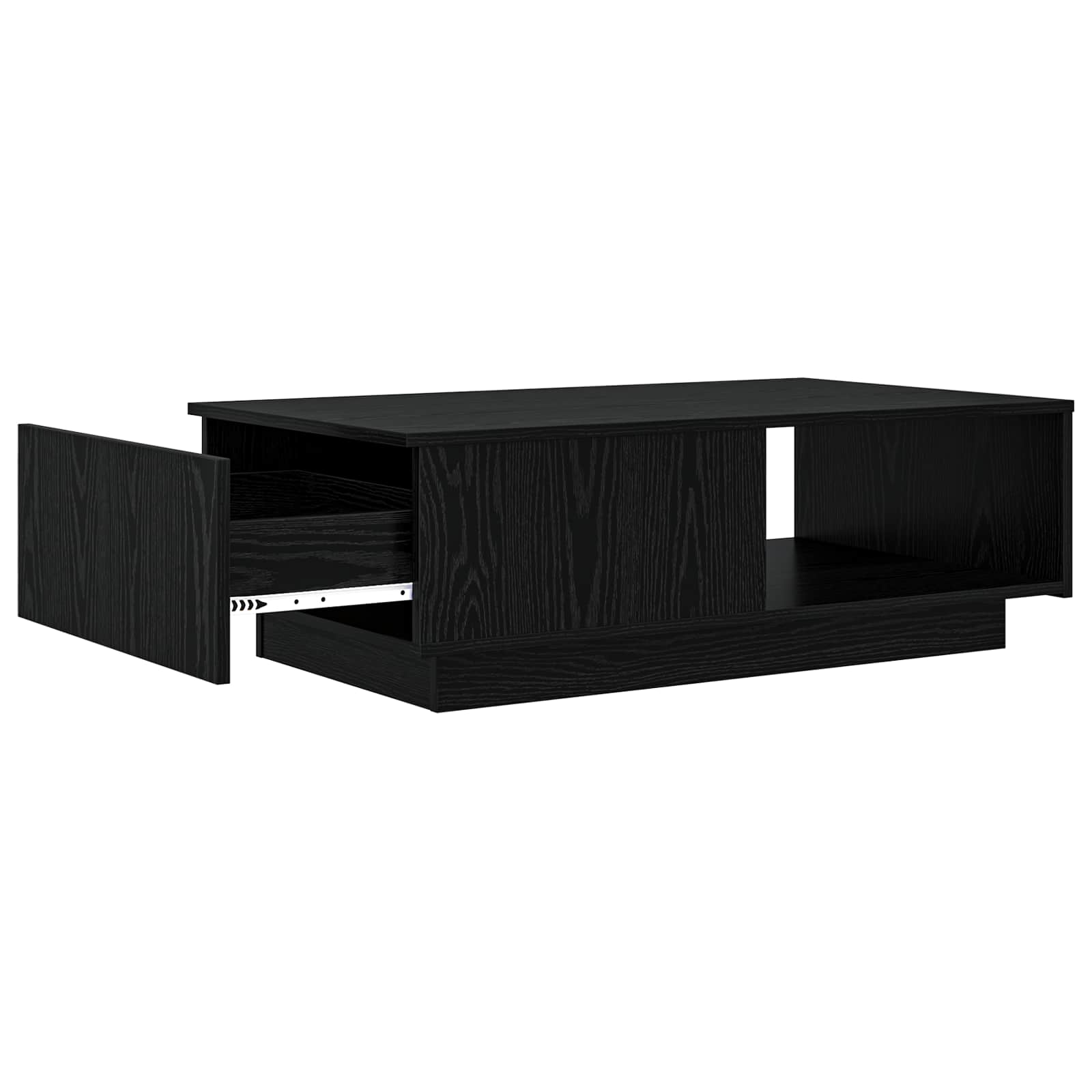 Salontafel met lade Zwart Eiken 95 x 55 x 31 cm Bewerkt hout is nu te koop bij PeponiXL, paradijselijk wonen!