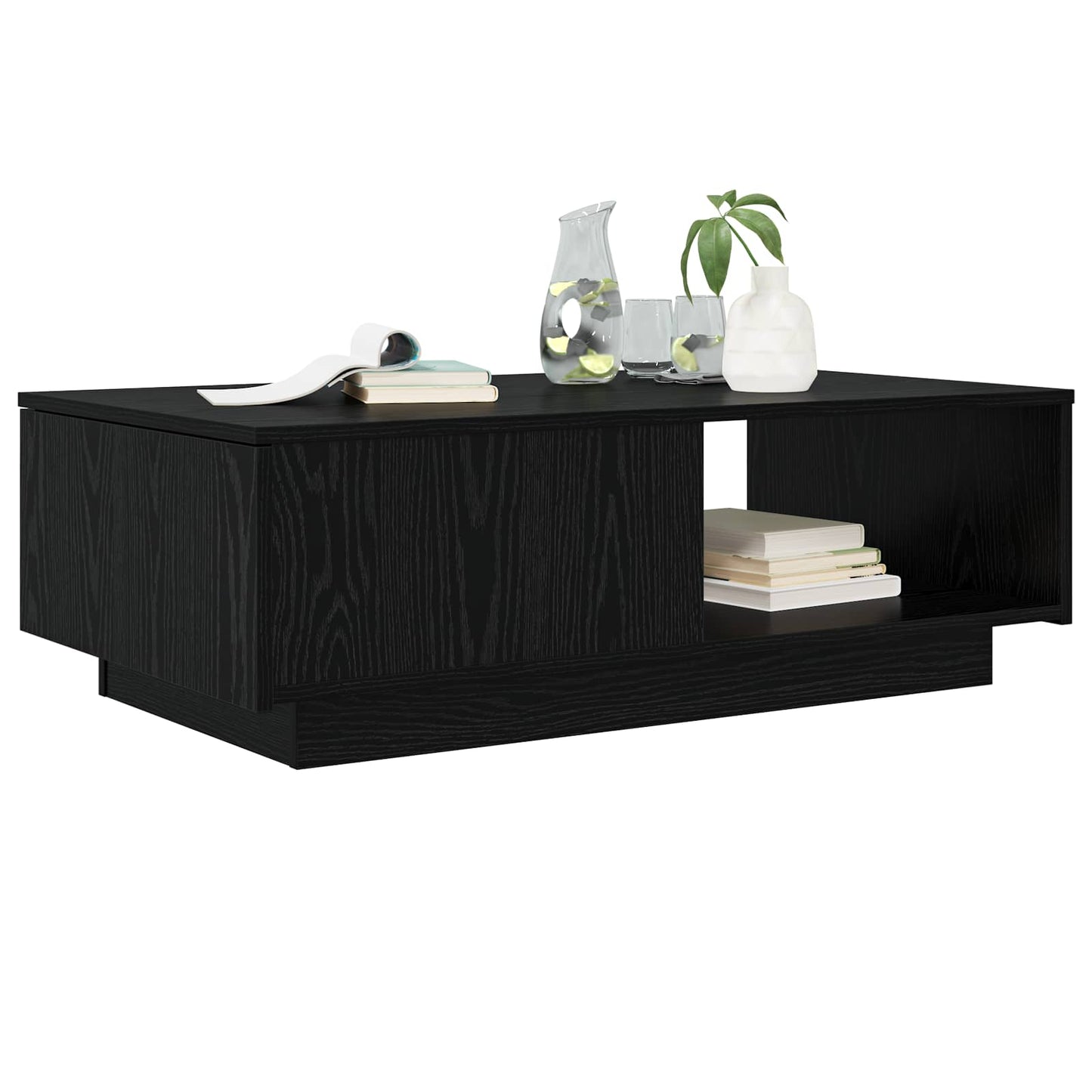 Salontafel met lade Zwart Eiken 95 x 55 x 31 cm Bewerkt hout is nu te koop bij PeponiXL, paradijselijk wonen!