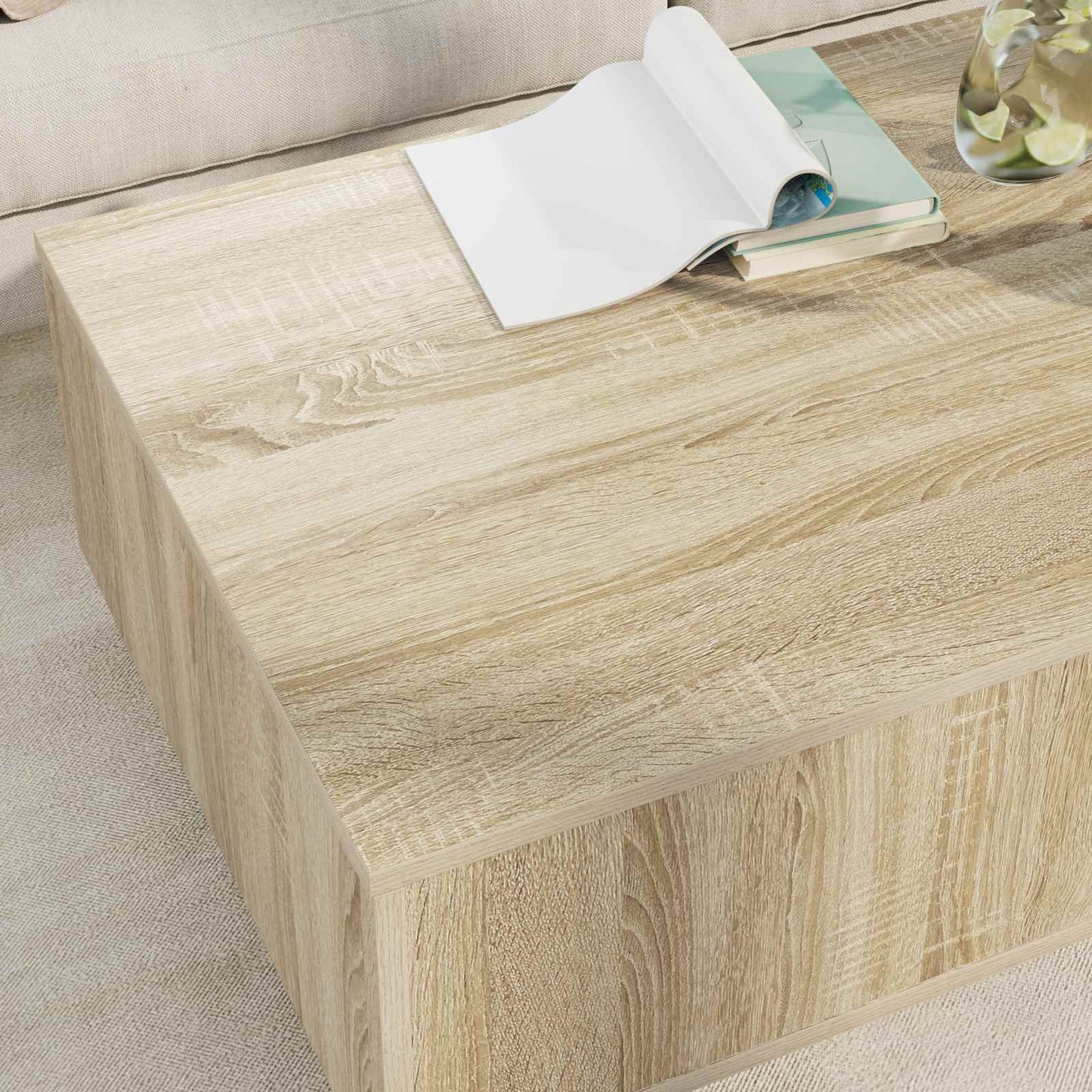 Salontafel met lade Sonoma Eiken 95 x 55 x 31 cm Bewerkt hout is nu te koop bij PeponiXL, paradijselijk wonen!