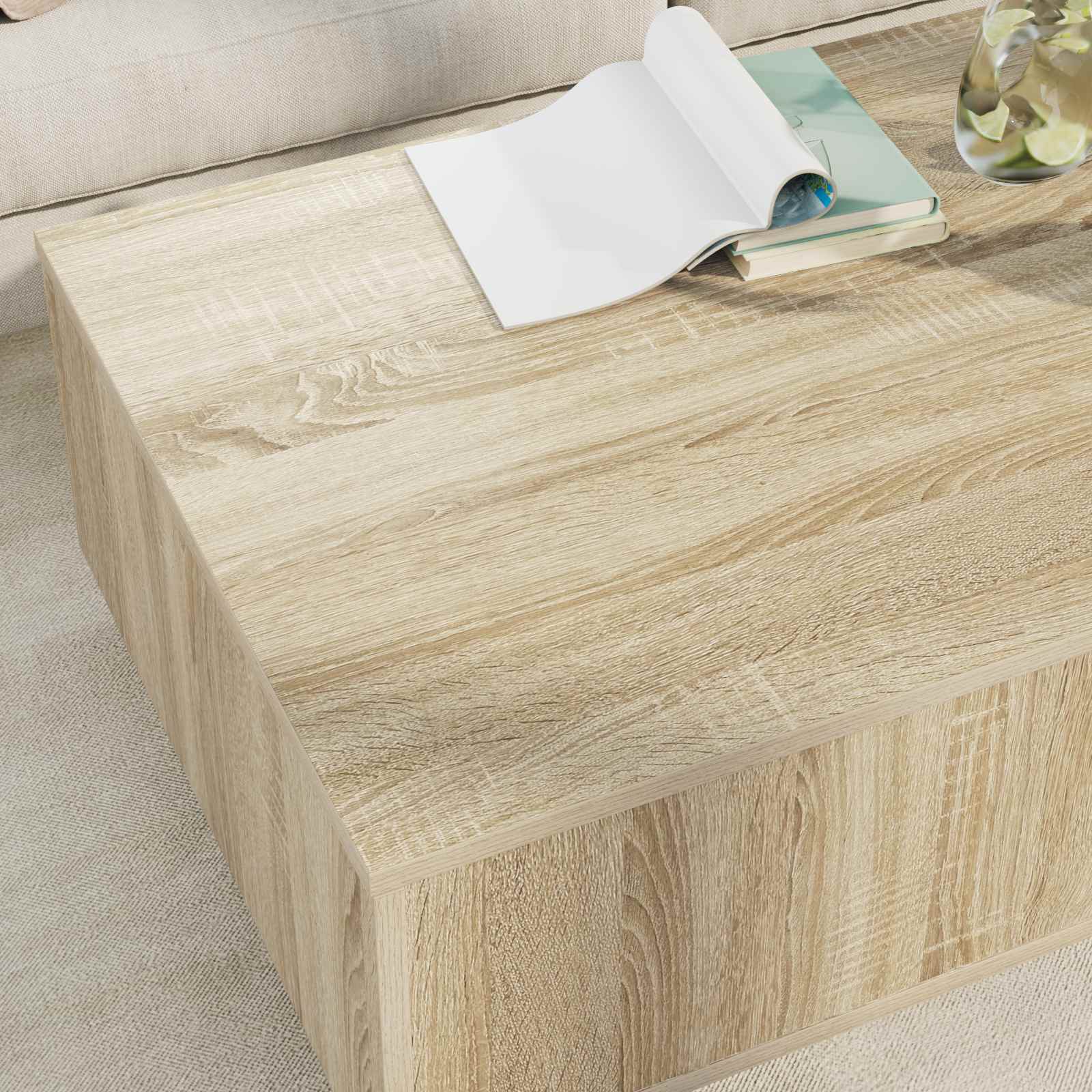 Salontafel met lade Sonoma Eiken 95 x 55 x 31 cm Bewerkt hout is nu te koop bij PeponiXL, paradijselijk wonen!
