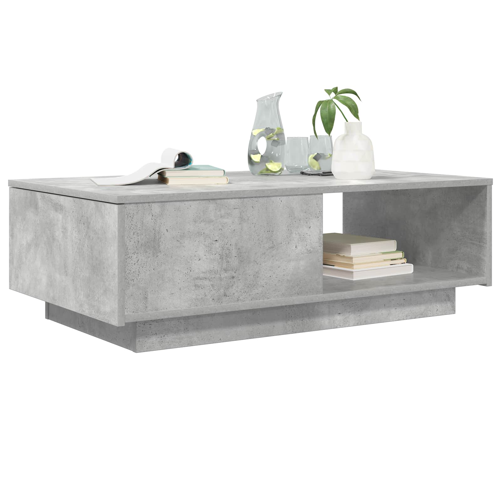 Salontafel met lade Beton Grijs 95 x 55 x 31 cm Bewerkt hout is nu te koop bij PeponiXL, paradijselijk wonen!