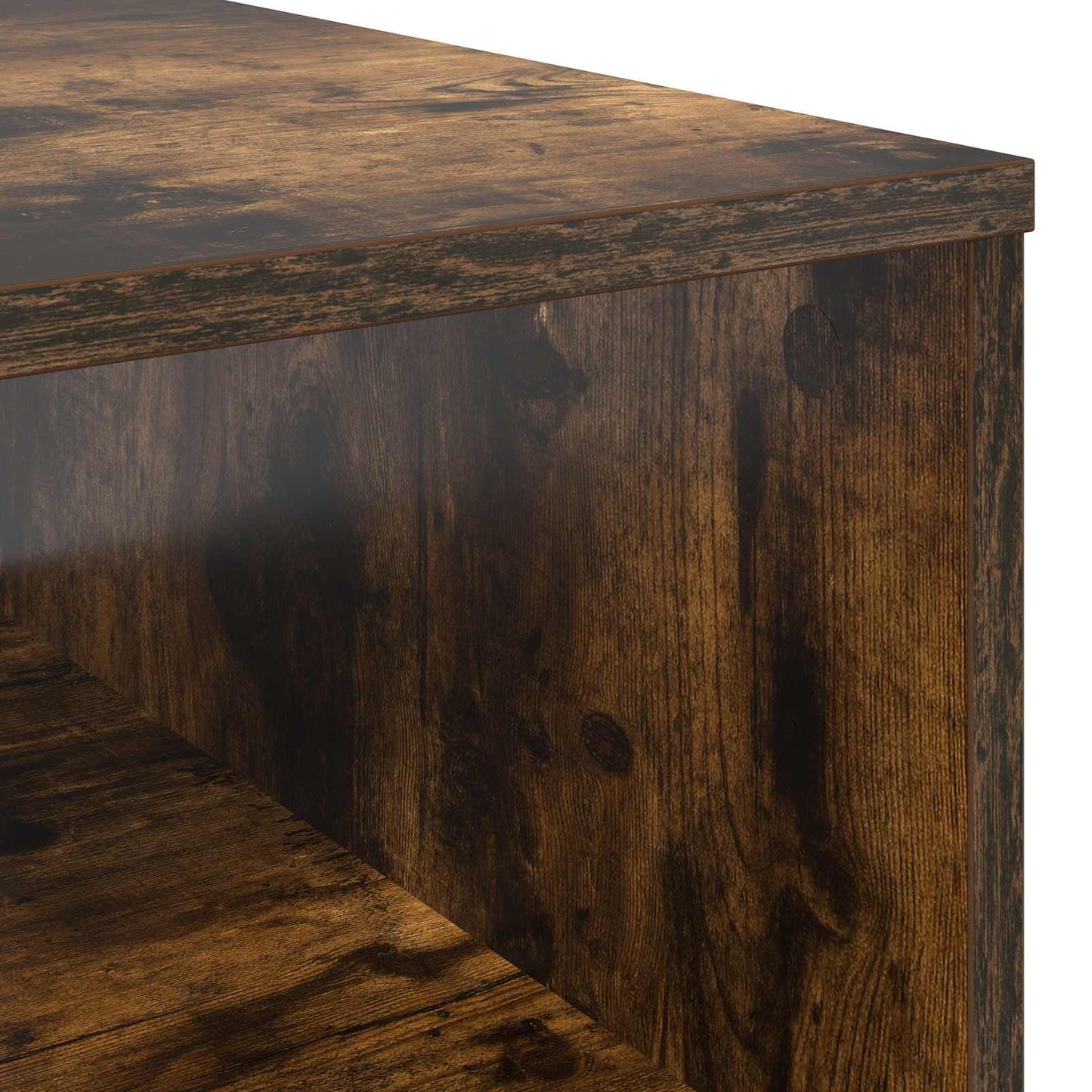 Salontafel met lade Gerookt eiken 95 x 55 x 31 cm Bewerkt hout is nu te koop bij PeponiXL, paradijselijk wonen!