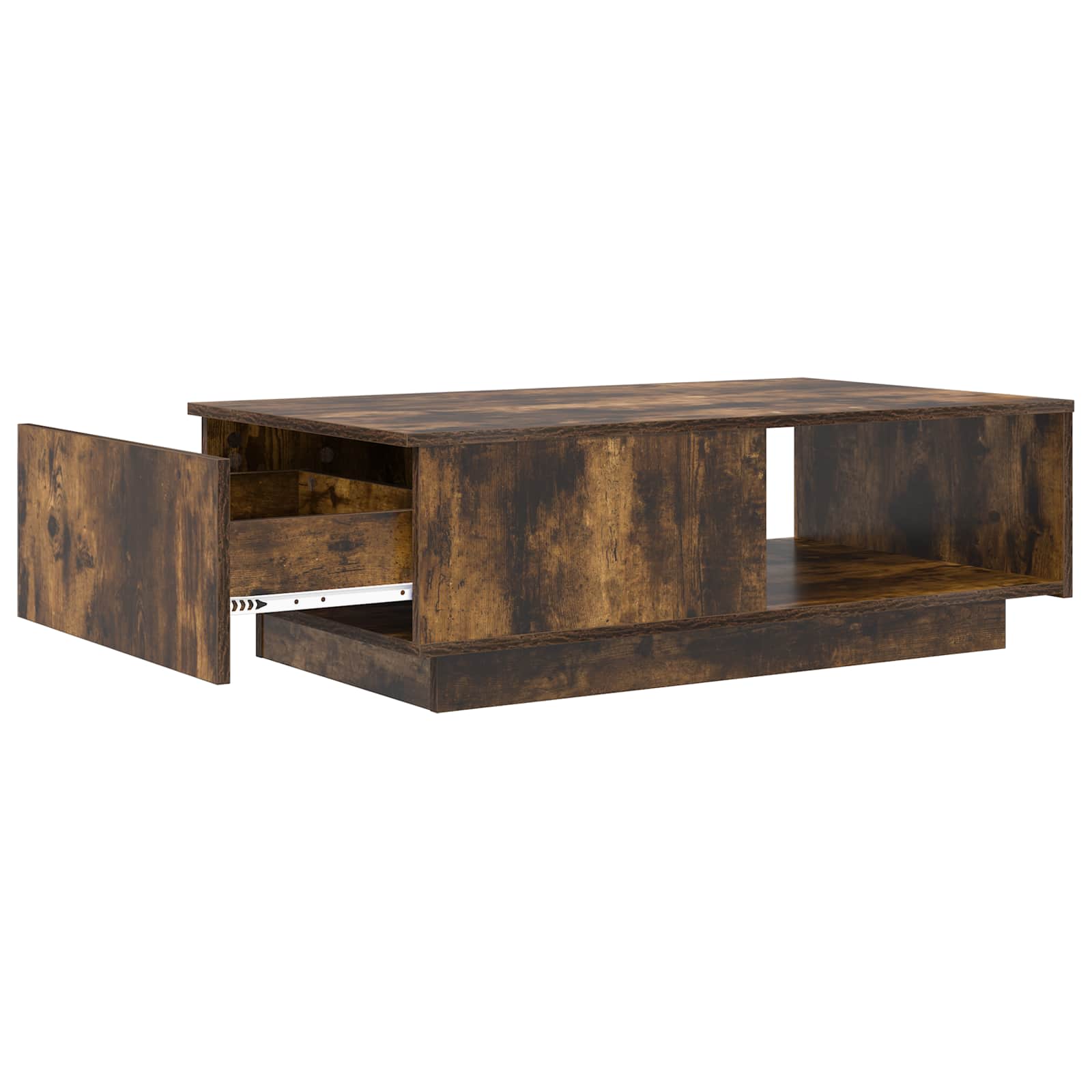 Salontafel met lade Gerookt eiken 95 x 55 x 31 cm Bewerkt hout is nu te koop bij PeponiXL, paradijselijk wonen!
