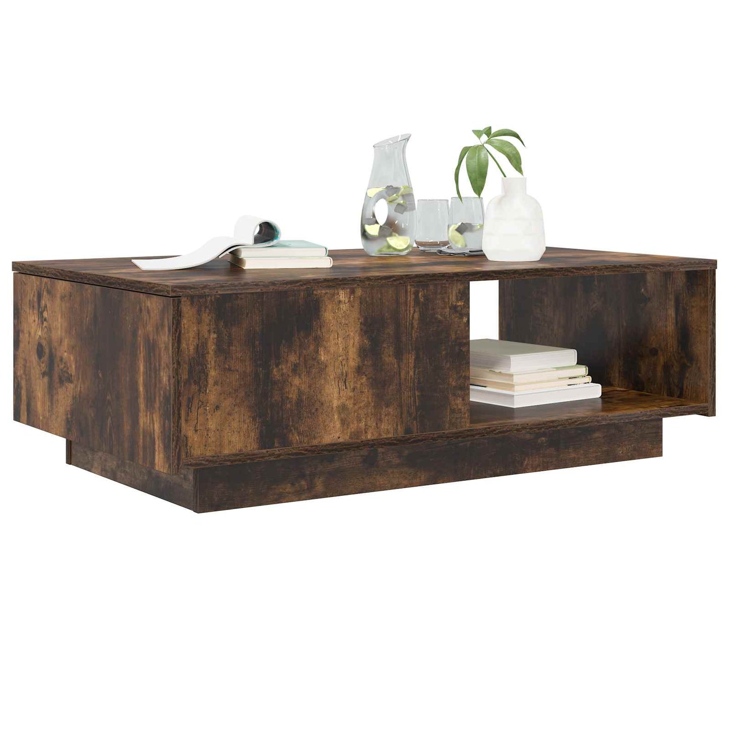 Salontafel met lade Gerookt eiken 95 x 55 x 31 cm Bewerkt hout is nu te koop bij PeponiXL, paradijselijk wonen!