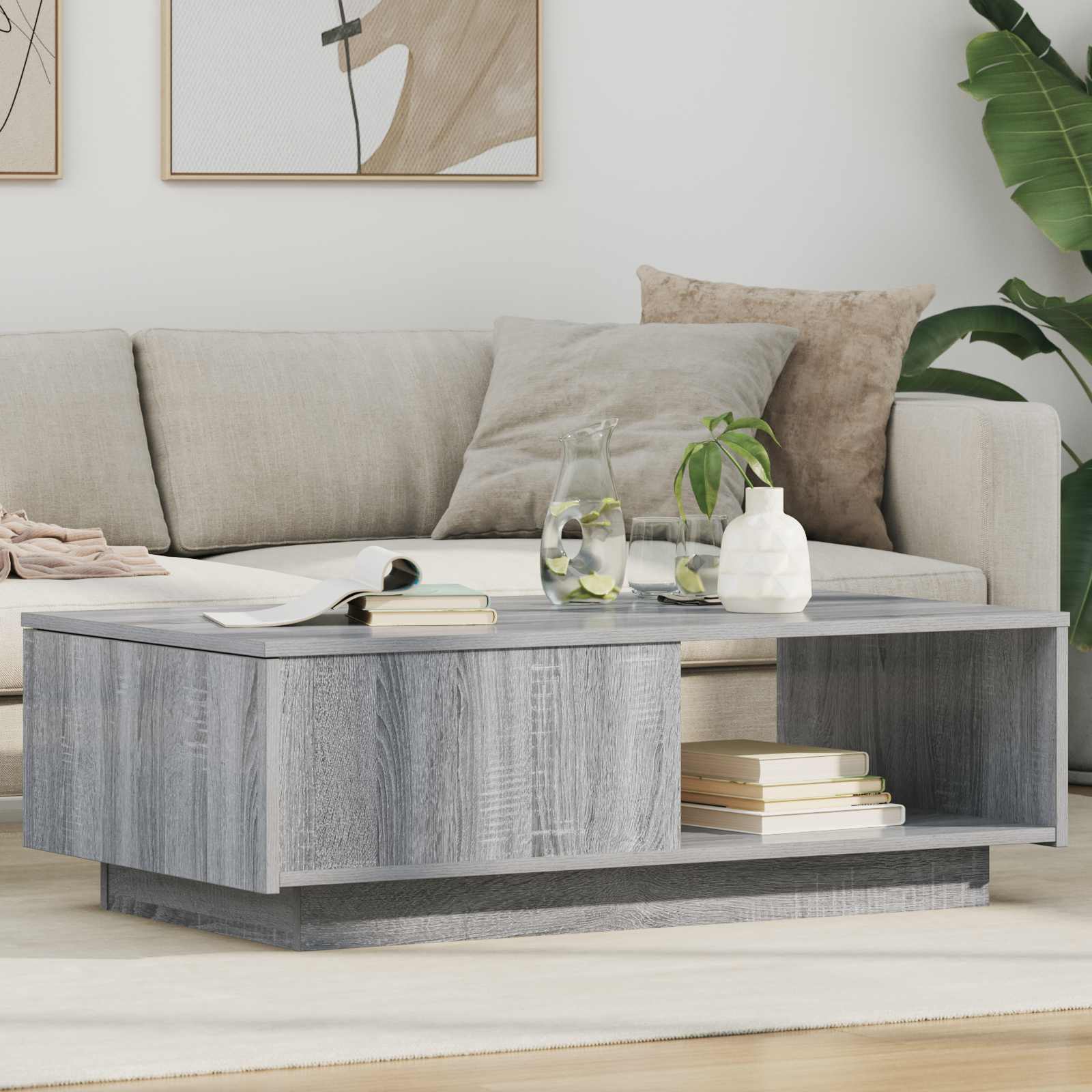 Salontafel met lade Grijs Sonoma 95 x 55 x 31 cm Bewerkt hout is nu te koop bij PeponiXL, paradijselijk wonen!
