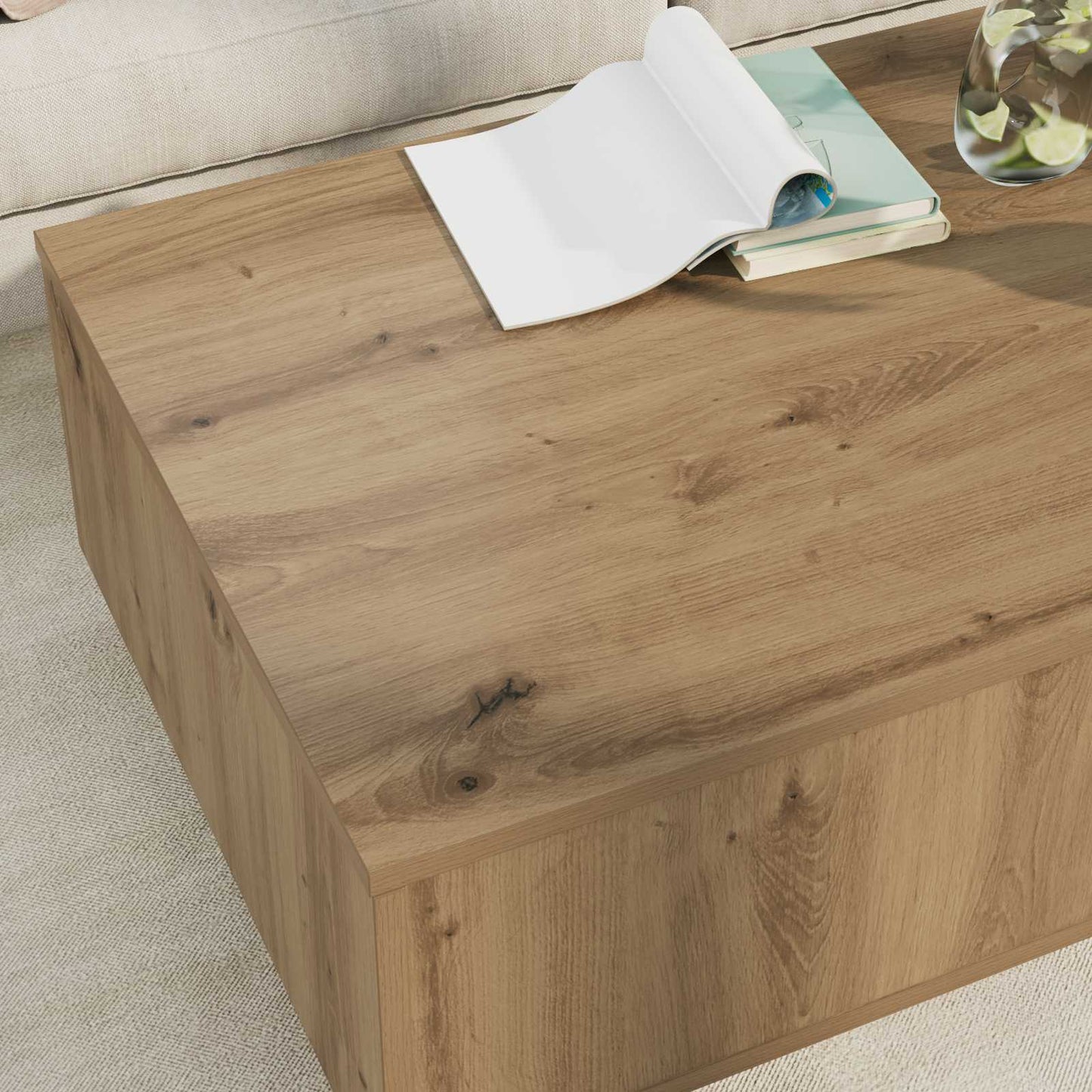 Salontafel met lade Artisan Eiken 95 x 55 x 31 cm Bewerkt hout is nu te koop bij PeponiXL, paradijselijk wonen!