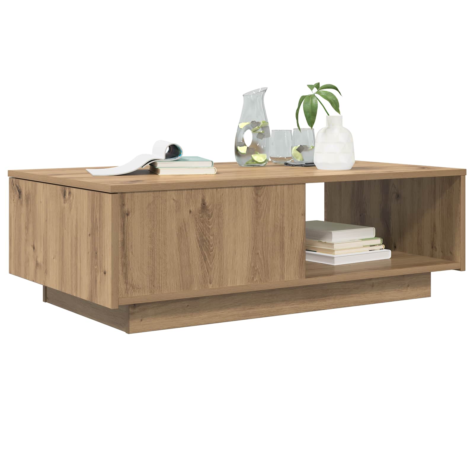 Salontafel met lade Artisan Eiken 95 x 55 x 31 cm Bewerkt hout is nu te koop bij PeponiXL, paradijselijk wonen!