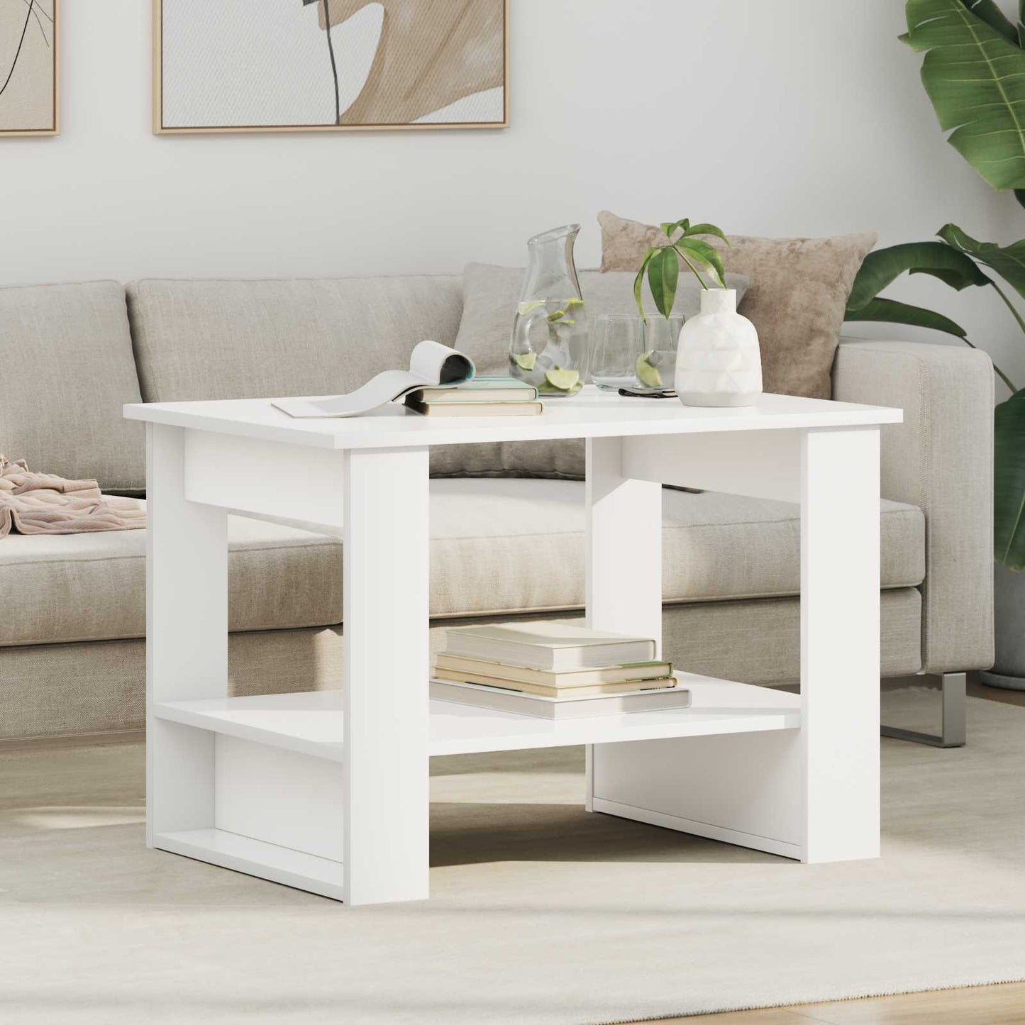 Salontafel Wit 72 x 50 x 50 cm Bewerkt hout is nu te koop bij PeponiXL, paradijselijk wonen!