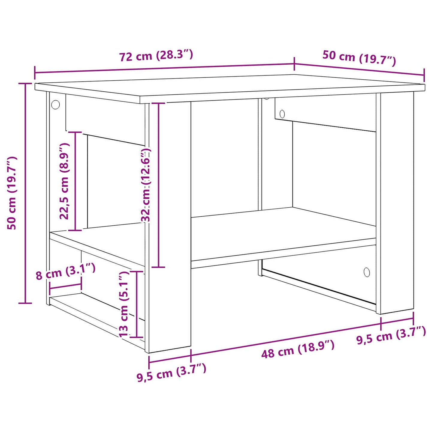 Salontafel Wit 72 x 50 x 50 cm Bewerkt hout is nu te koop bij PeponiXL, paradijselijk wonen!