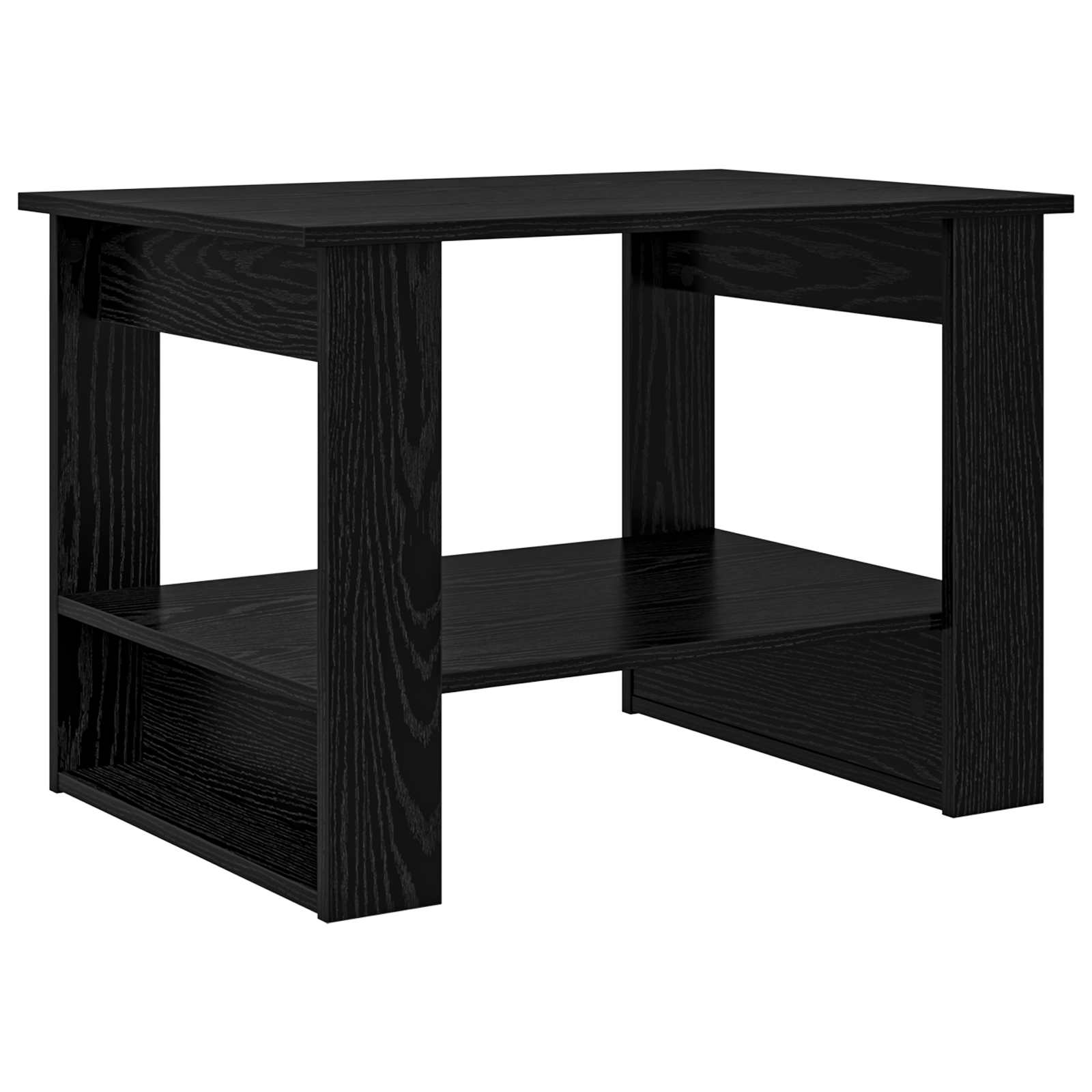 Salontafel Zwart Eiken 72 x 50 x 50 cm Bewerkt hout is nu te koop bij PeponiXL, paradijselijk wonen!