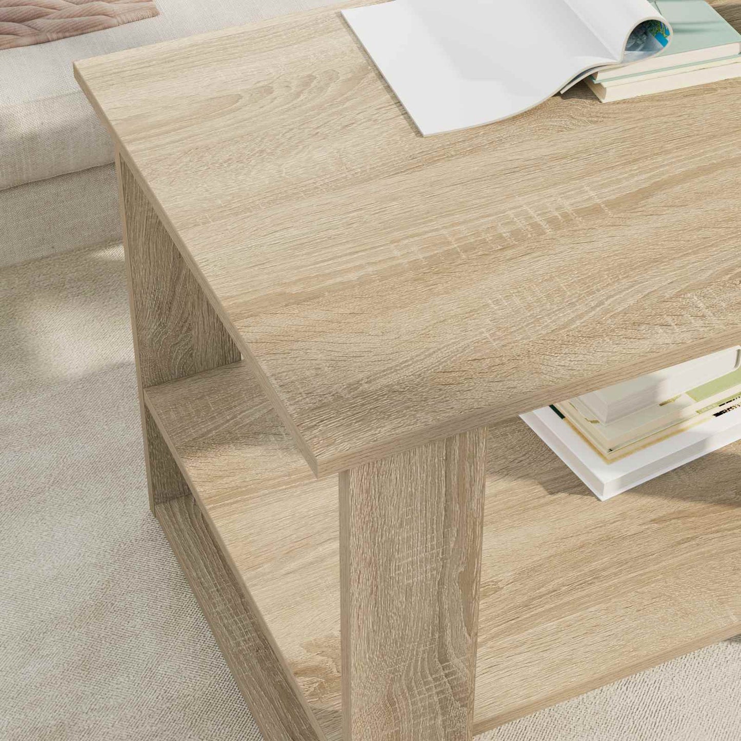 Salontafel Sonoma Eiken 72 x 50 x 50 cm Bewerkt hout is nu te koop bij PeponiXL, paradijselijk wonen!