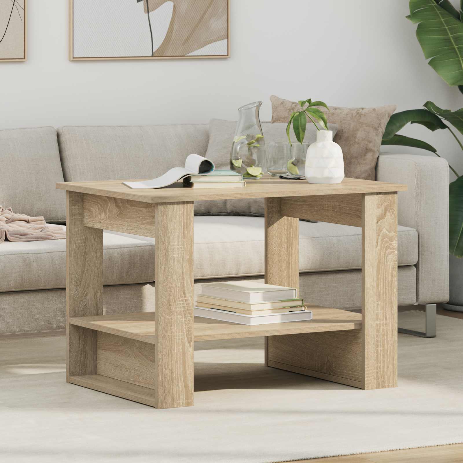 Salontafel Sonoma Eiken 72 x 50 x 50 cm Bewerkt hout is nu te koop bij PeponiXL, paradijselijk wonen!