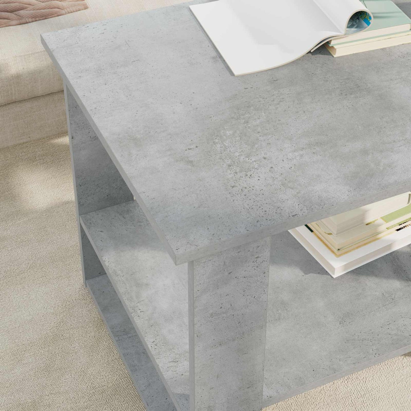 Salontafel Beton Grijs 72 x 50 x 50 cm Bewerkt hout is nu te koop bij PeponiXL, paradijselijk wonen!