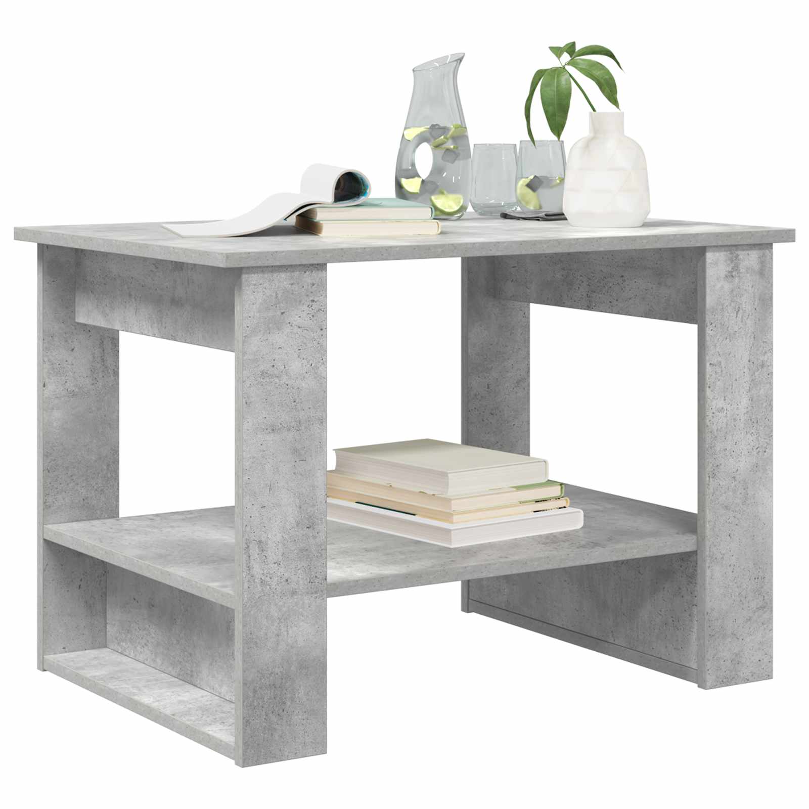 Salontafel Beton Grijs 72 x 50 x 50 cm Bewerkt hout is nu te koop bij PeponiXL, paradijselijk wonen!