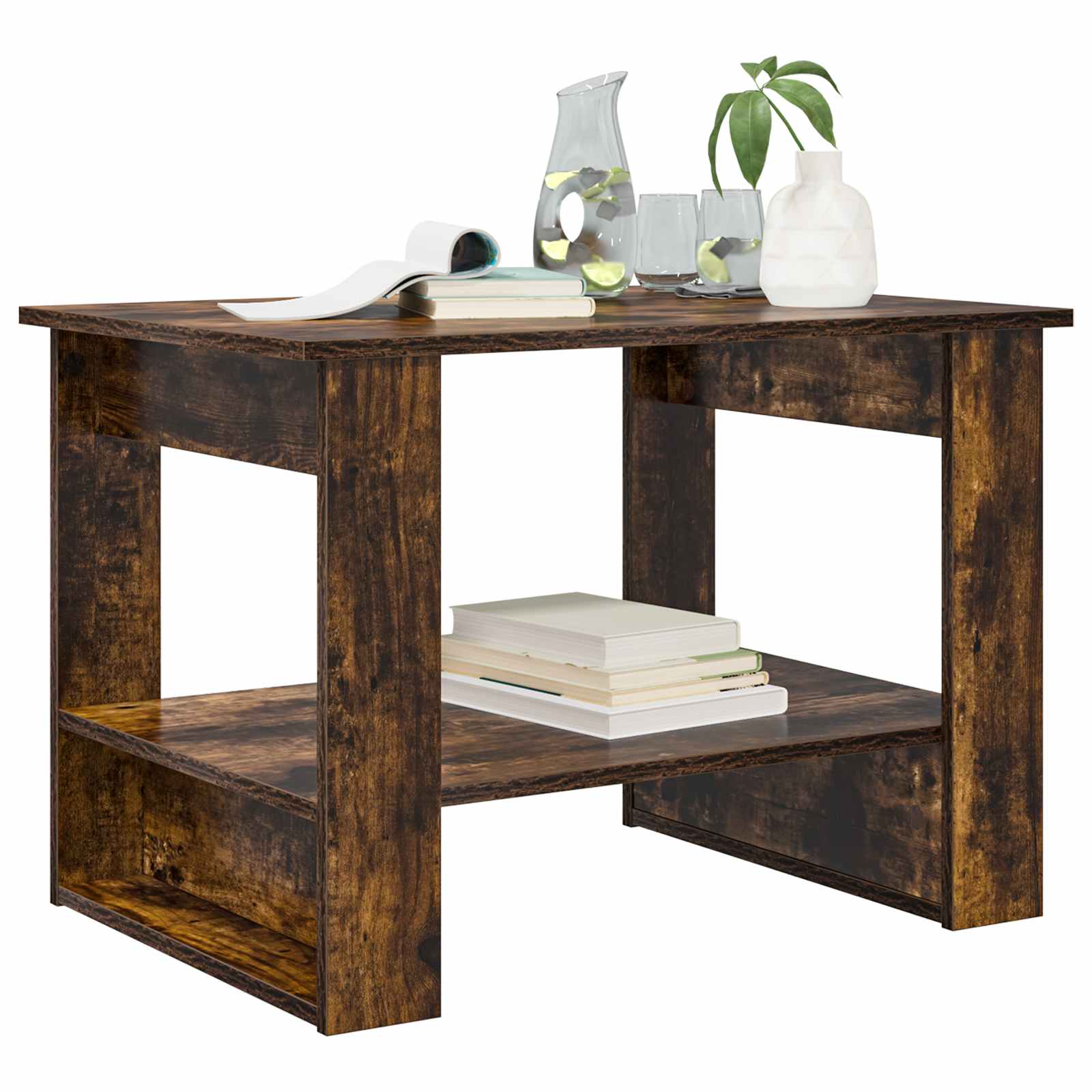Salontafel Gerookt eiken 72 x 50 x 50 cm Bewerkt hout is nu te koop bij PeponiXL, paradijselijk wonen!