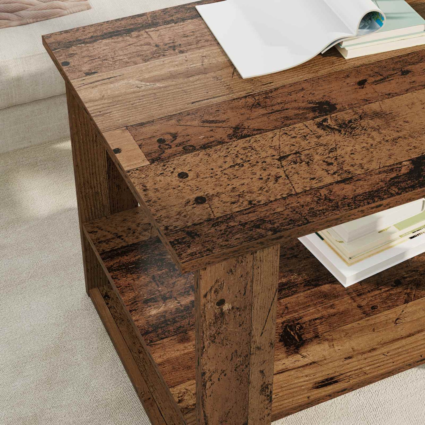 Salontafel Oudhout 72 x 50 x 50 cm Bewerkt hout is nu te koop bij PeponiXL, paradijselijk wonen!