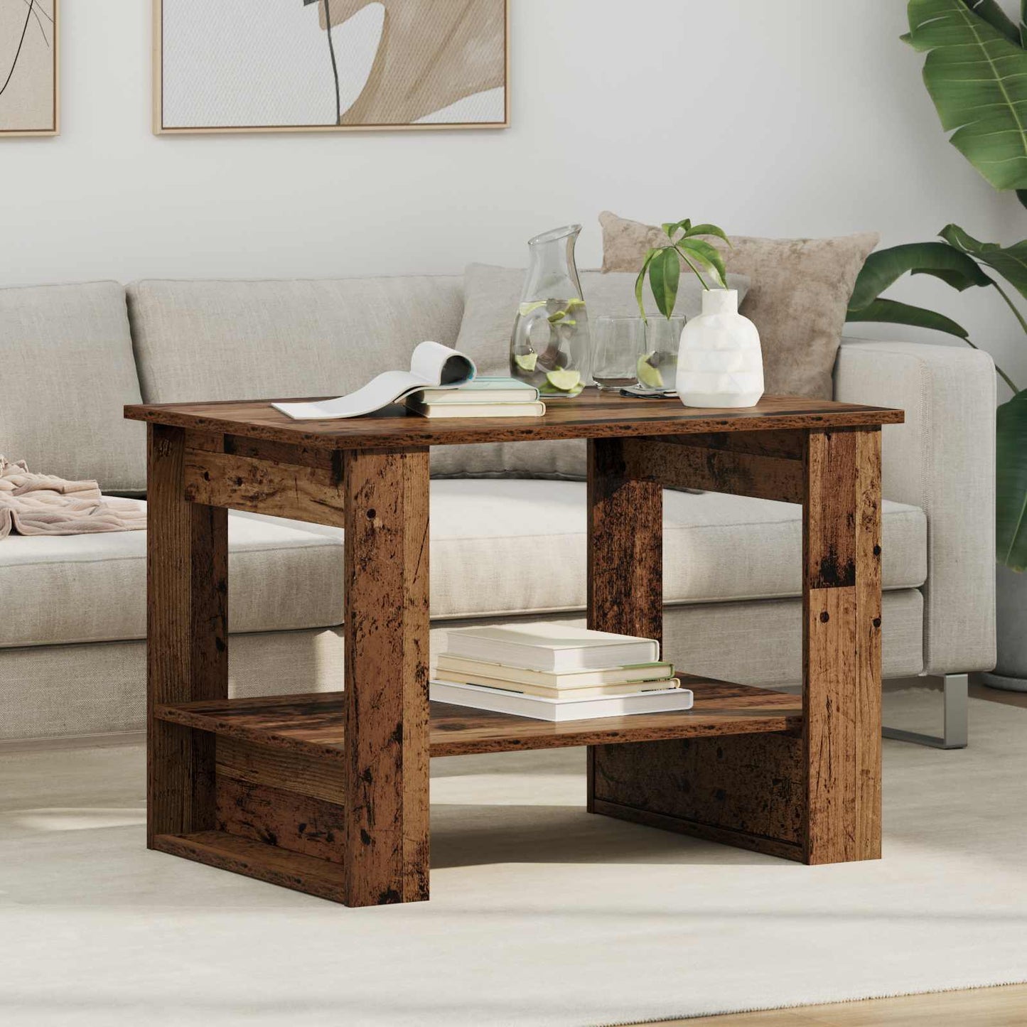 Salontafel Oudhout 72 x 50 x 50 cm Bewerkt hout is nu te koop bij PeponiXL, paradijselijk wonen!