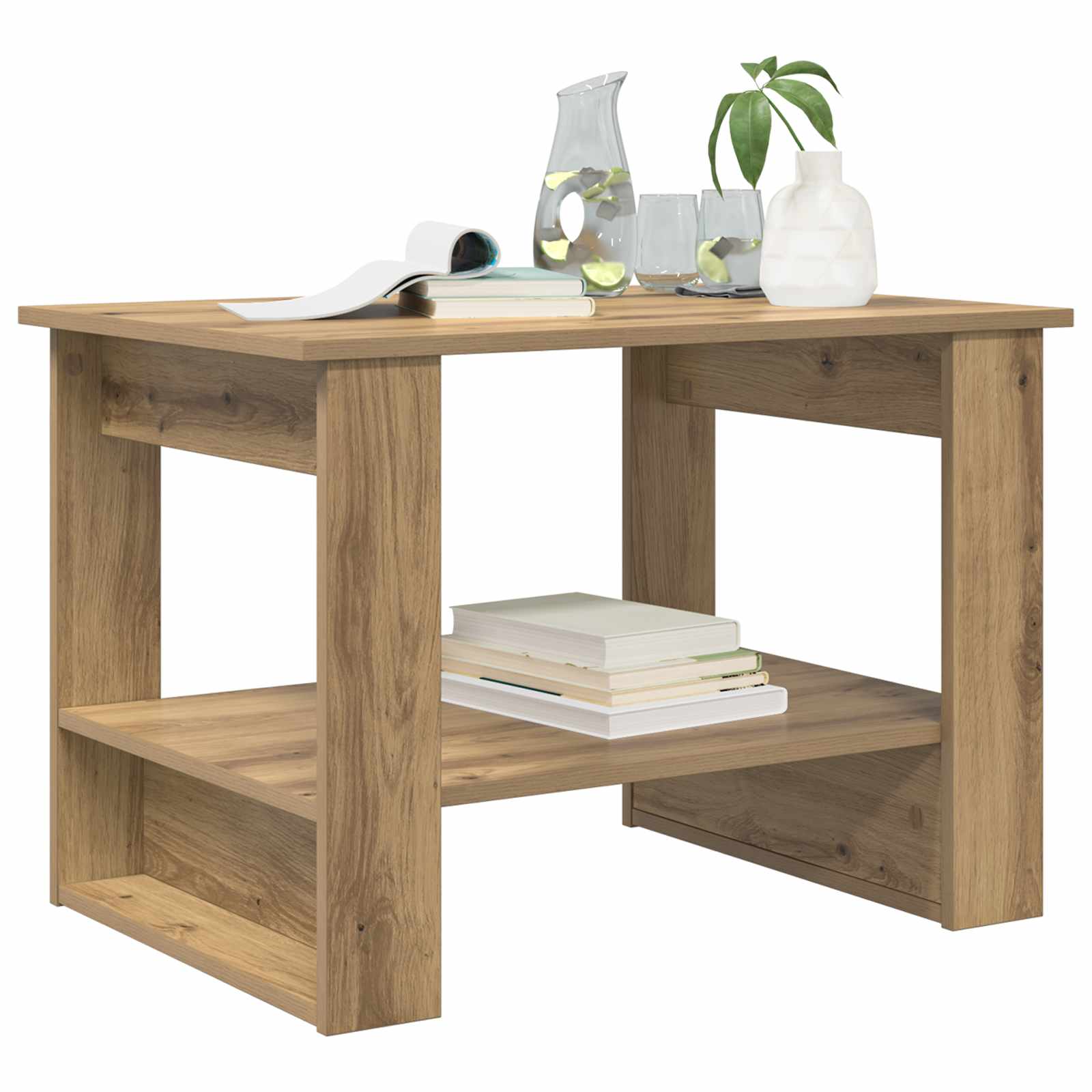Salontafel Artisan Eiken 72 x 50 x 50 cm Bewerkt hout is nu te koop bij PeponiXL, paradijselijk wonen!