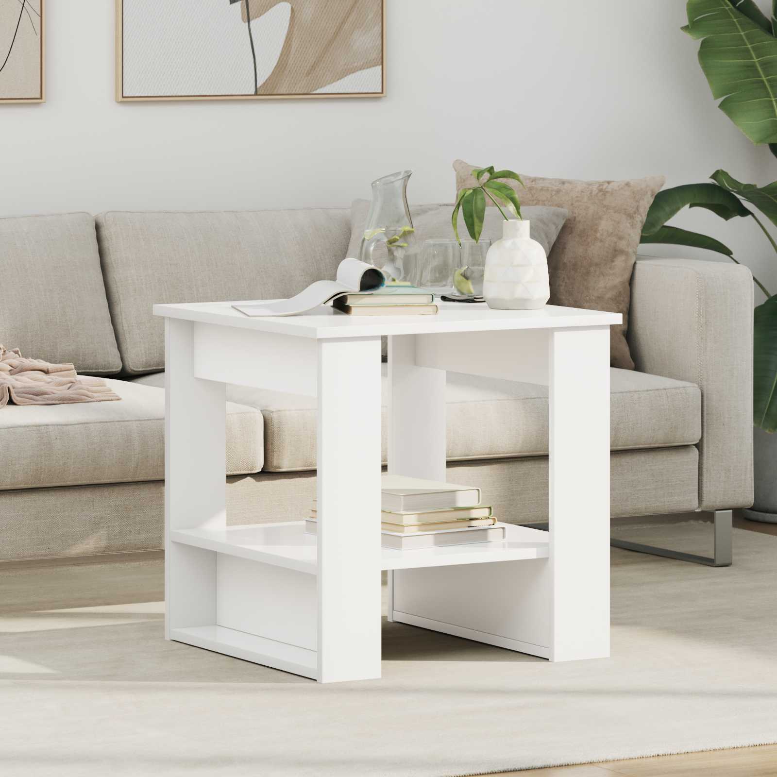 Salontafel Wit 51 x 50 x 50 cm Bewerkt hout is nu te koop bij PeponiXL, paradijselijk wonen!