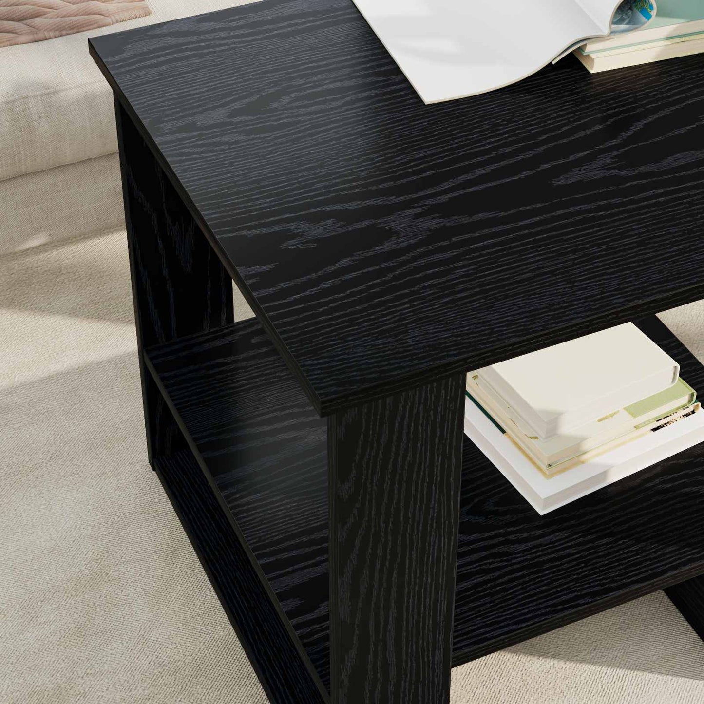 Salontafel Zwart Eiken 51 x 50 x 50 cm Bewerkt hout is nu te koop bij PeponiXL, paradijselijk wonen!