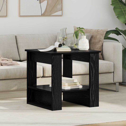 Salontafel Zwart Eiken 51 x 50 x 50 cm Bewerkt hout is nu te koop bij PeponiXL, paradijselijk wonen!