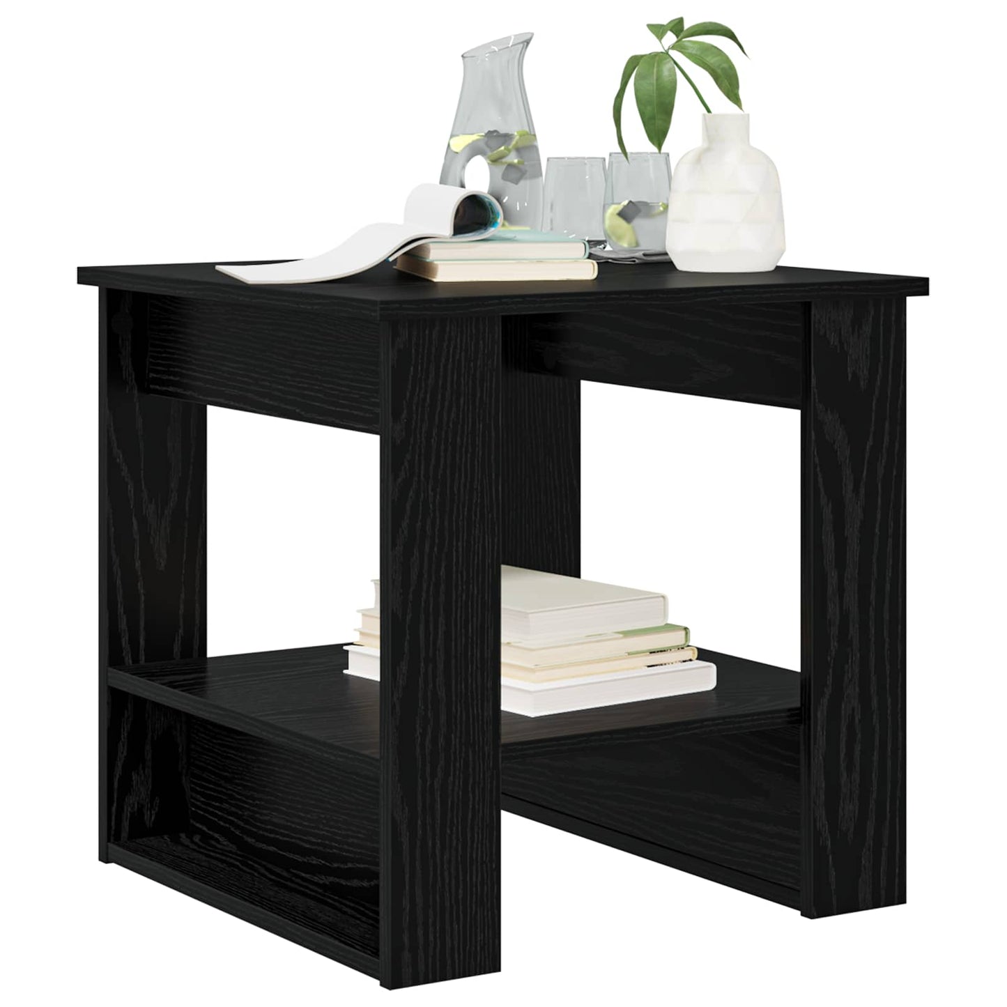 Salontafel Zwart Eiken 51 x 50 x 50 cm Bewerkt hout is nu te koop bij PeponiXL, paradijselijk wonen!