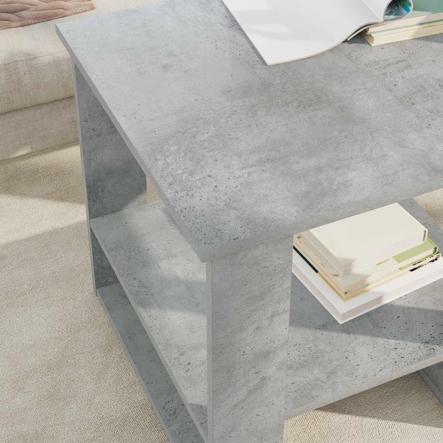 Salontafel Beton Grijs 51 x 50 x 50 cm Bewerkt hout is nu te koop bij PeponiXL, paradijselijk wonen!