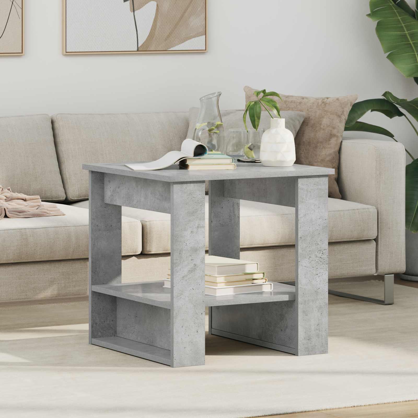 Salontafel Beton Grijs 51 x 50 x 50 cm Bewerkt hout is nu te koop bij PeponiXL, paradijselijk wonen!