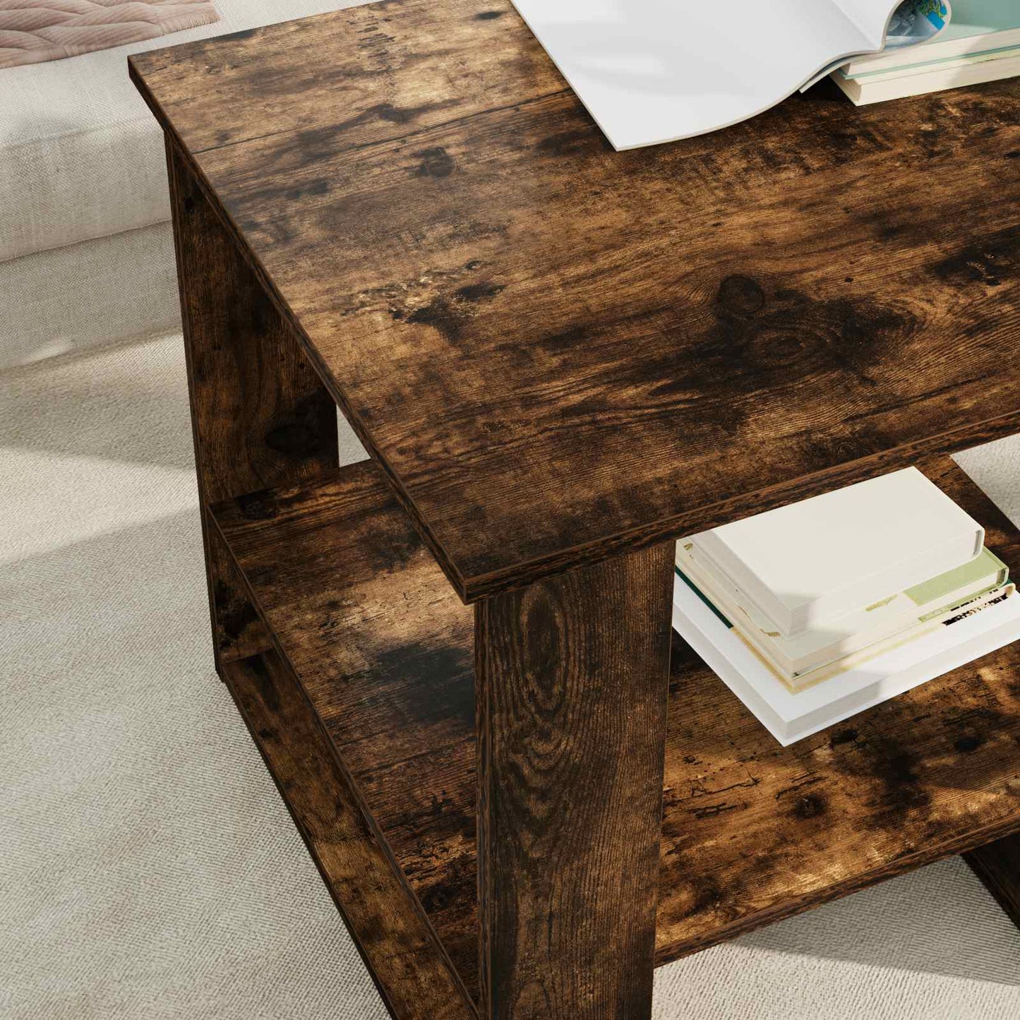 Salontafel Gerookt eiken 51 x 50 x 50 cm Bewerkt hout is nu te koop bij PeponiXL, paradijselijk wonen!
