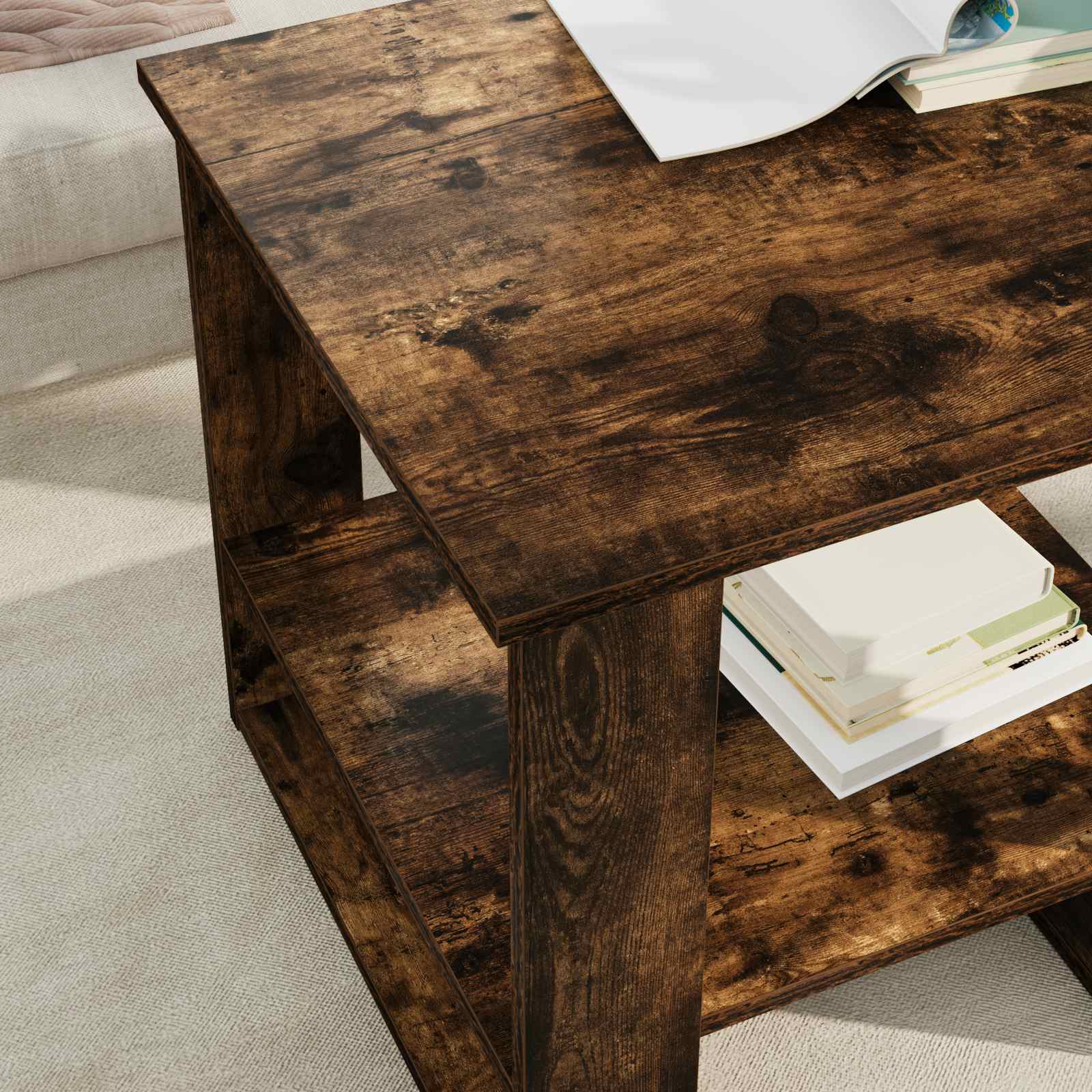 Salontafel Gerookt eiken 51 x 50 x 50 cm Bewerkt hout is nu te koop bij PeponiXL, paradijselijk wonen!