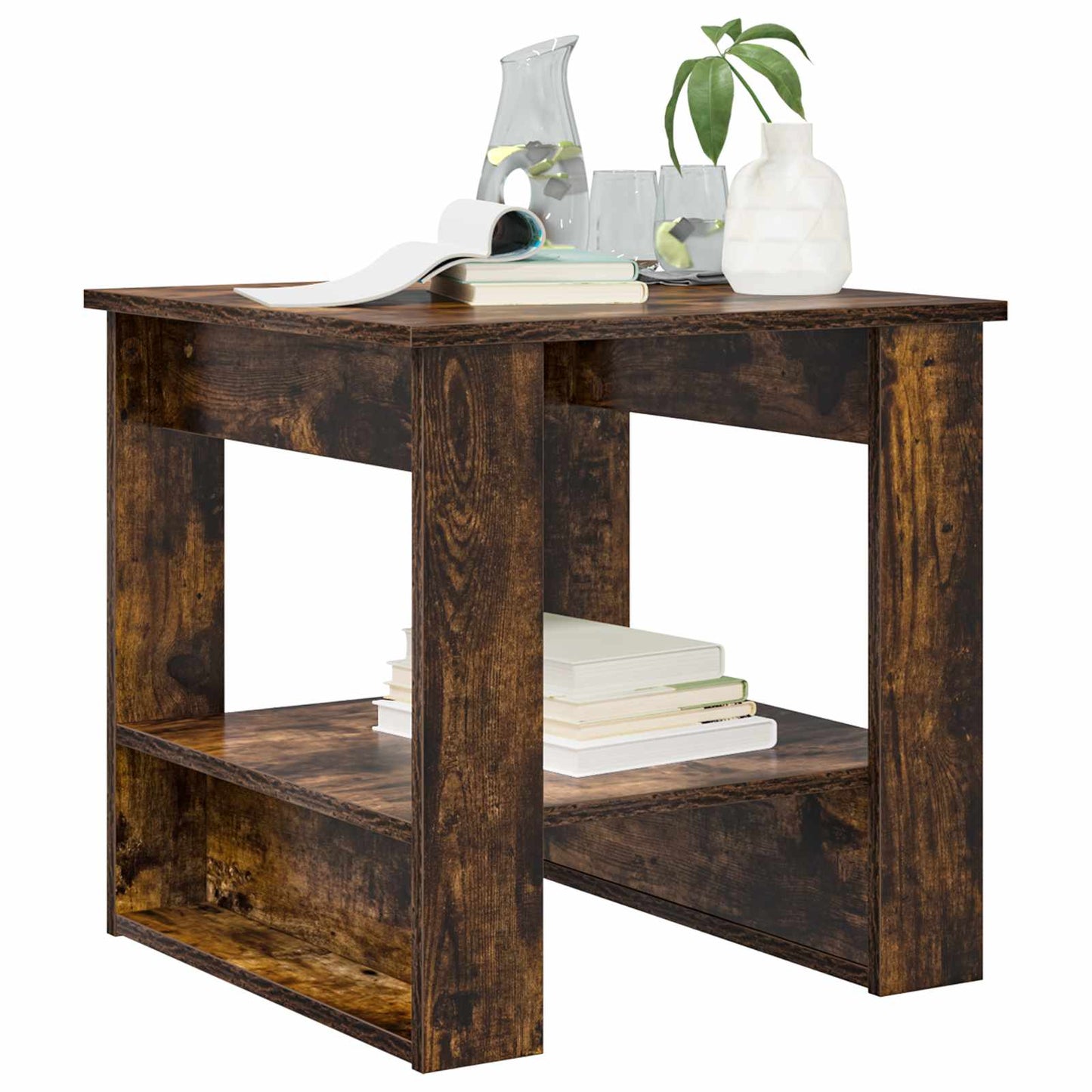 Salontafel Gerookt eiken 51 x 50 x 50 cm Bewerkt hout is nu te koop bij PeponiXL, paradijselijk wonen!