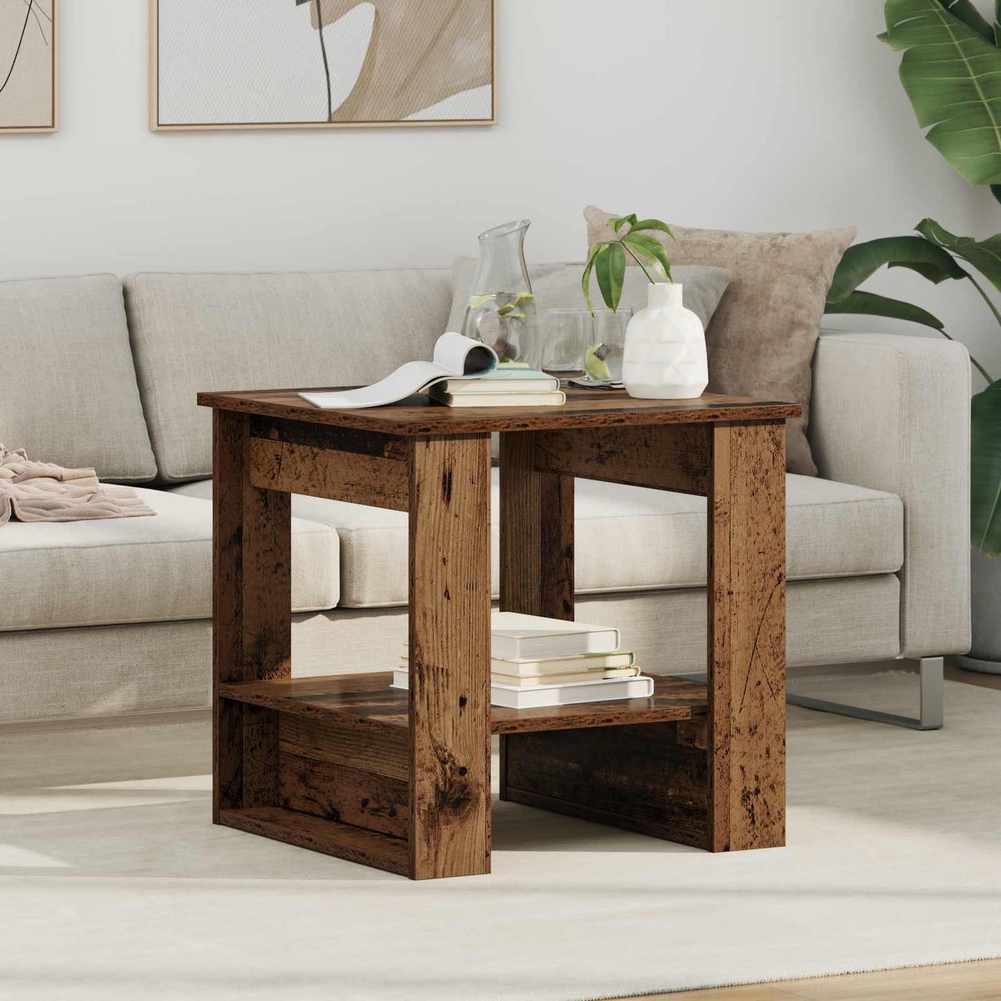 Salontafel Oudhout 51 x 50 x 50 cm Bewerkt hout is nu te koop bij PeponiXL, paradijselijk wonen!