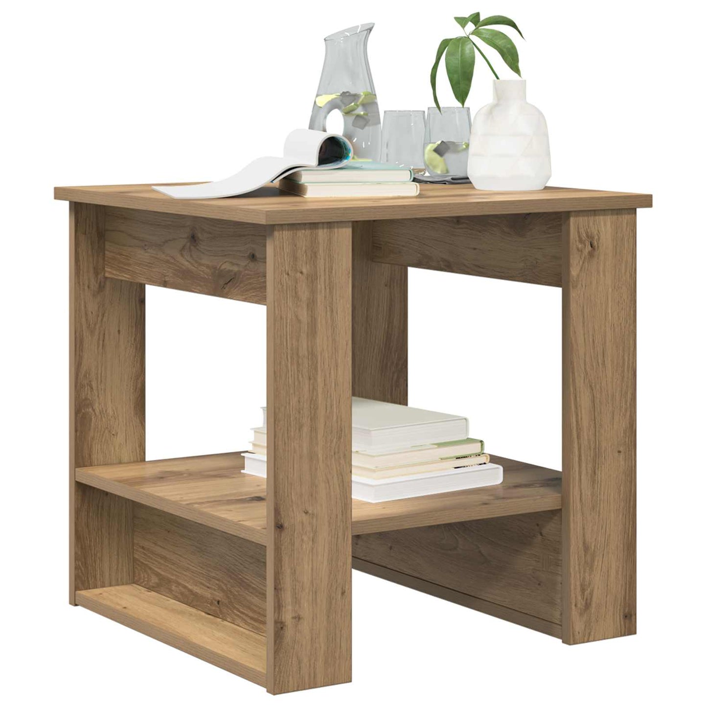 Salontafel Artisan Eiken 51 x 50 x 50 cm Bewerkt hout is nu te koop bij PeponiXL, paradijselijk wonen!