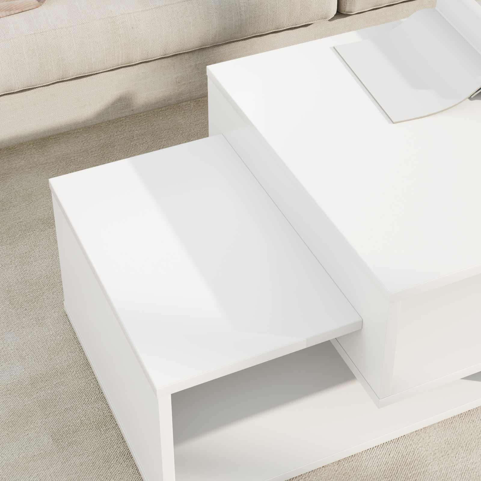 Salontafel Wit 105 x 50 x 32,5 cm Bewerkt hout is nu te koop bij PeponiXL, paradijselijk wonen!