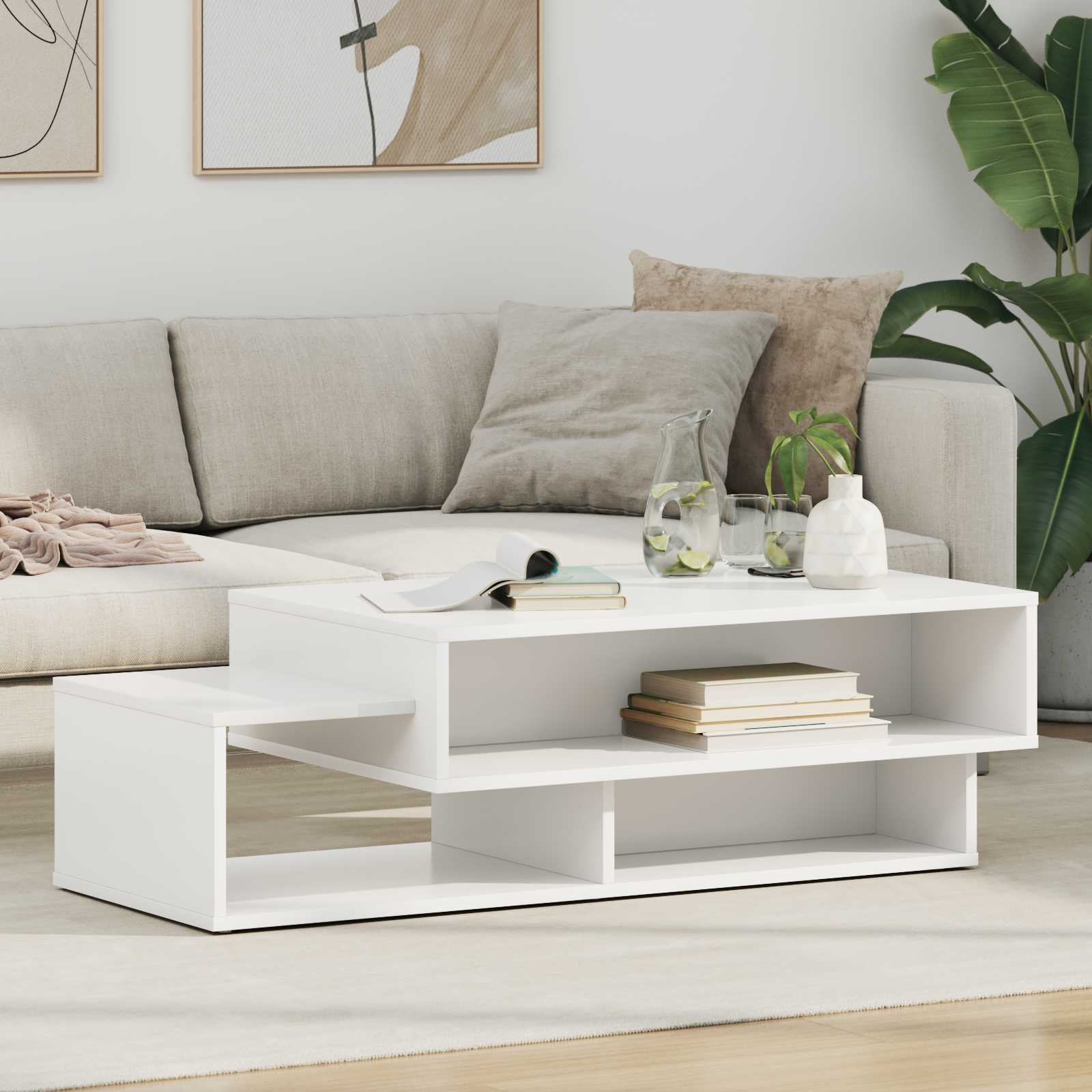 Salontafel Wit 105 x 50 x 32,5 cm Bewerkt hout is nu te koop bij PeponiXL, paradijselijk wonen!