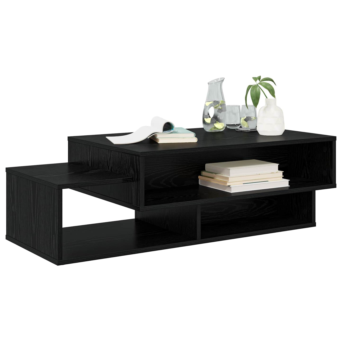 Salontafel Zwart Eiken 105 x 50 x 32,5 cm Bewerkt hout is nu te koop bij PeponiXL, paradijselijk wonen!