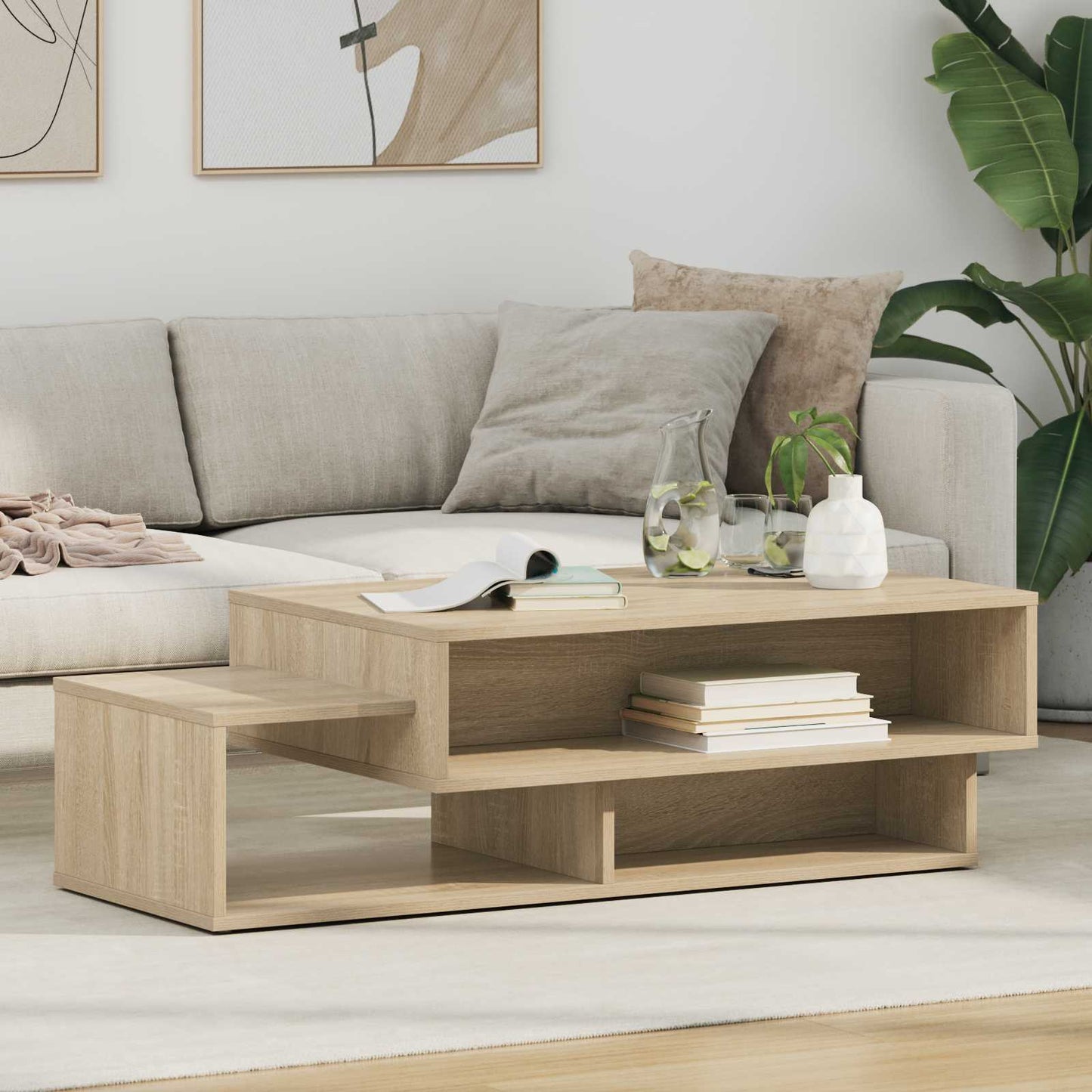 Salontafel Sonoma Eiken 105 x 50 x 32,5 cm Bewerkt hout is nu te koop bij PeponiXL, paradijselijk wonen!