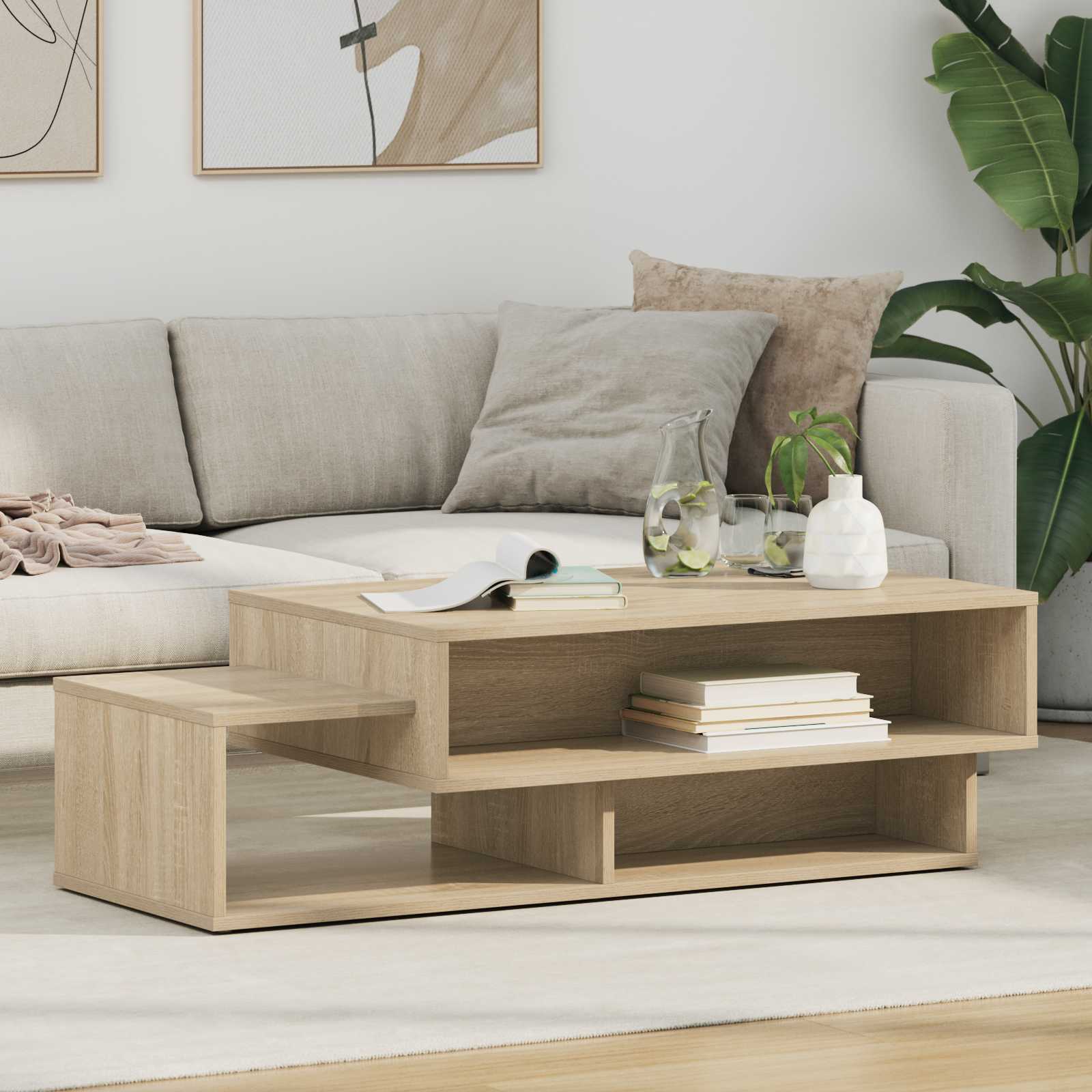 Salontafel Sonoma Eiken 105 x 50 x 32,5 cm Bewerkt hout is nu te koop bij PeponiXL, paradijselijk wonen!
