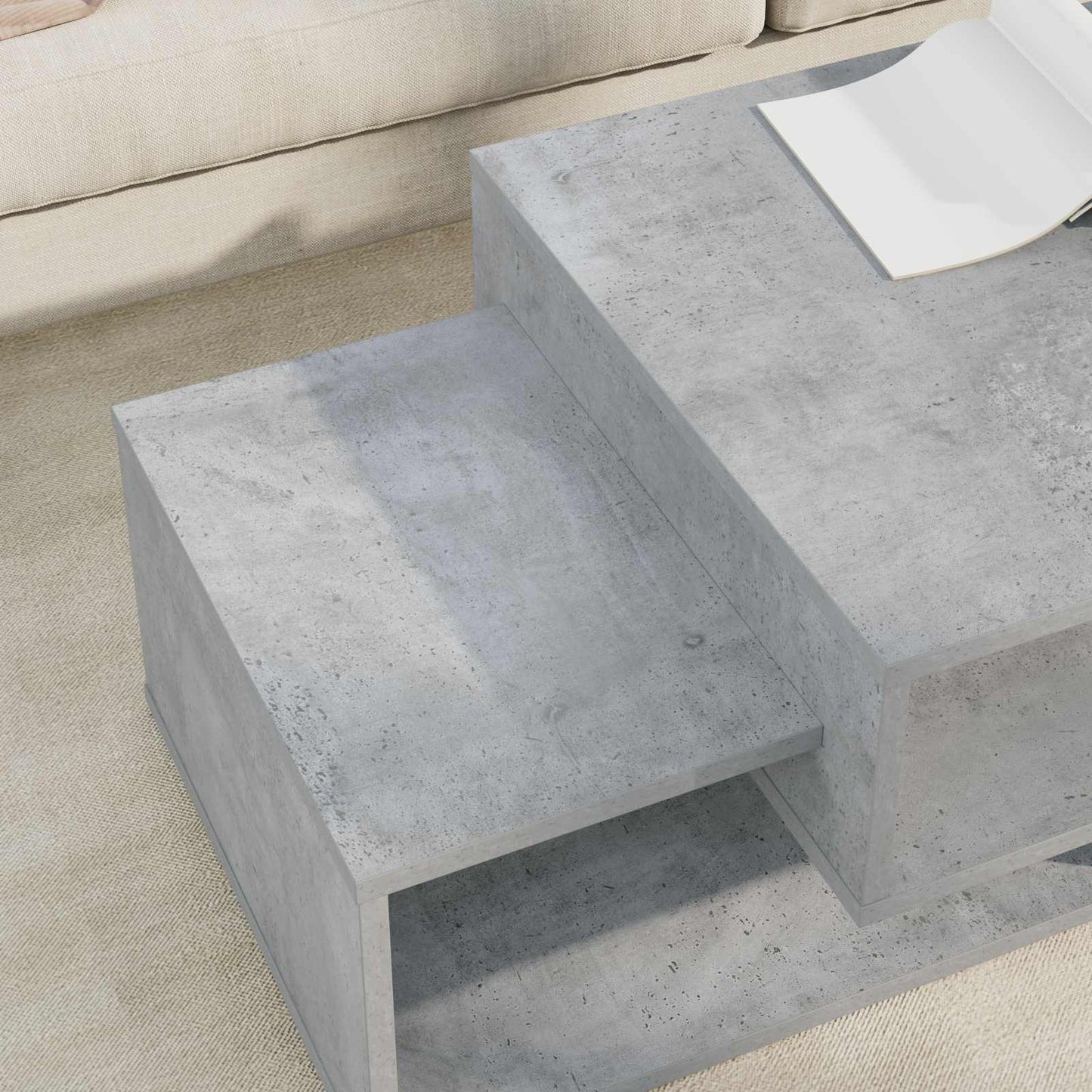 Salontafel Beton Grijs 105 x 50 x 32,5 cm Bewerkt hout is nu te koop bij PeponiXL, paradijselijk wonen!