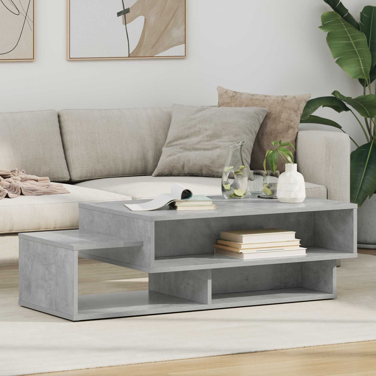Salontafel Beton Grijs 105 x 50 x 32,5 cm Bewerkt hout is nu te koop bij PeponiXL, paradijselijk wonen!
