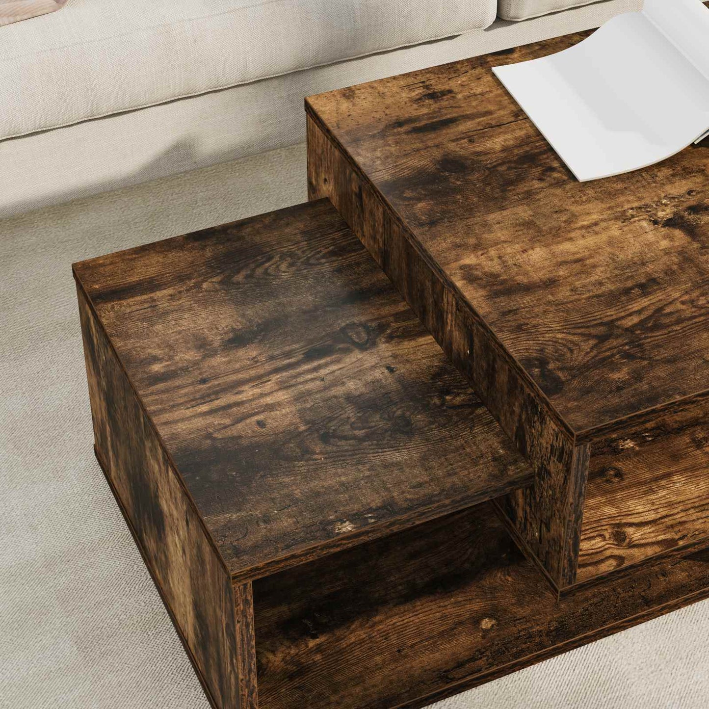 Salontafel Gerookt eiken 105 x 50 x 32,5 cm Bewerkt hout is nu te koop bij PeponiXL, paradijselijk wonen!