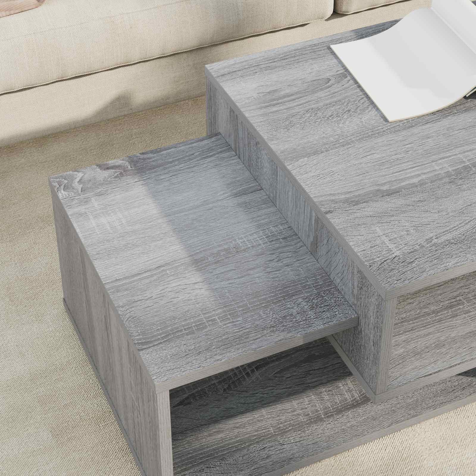 Salontafel Grijs Sonoma 105 x 50 x 32,5 cm Bewerkt hout is nu te koop bij PeponiXL, paradijselijk wonen!